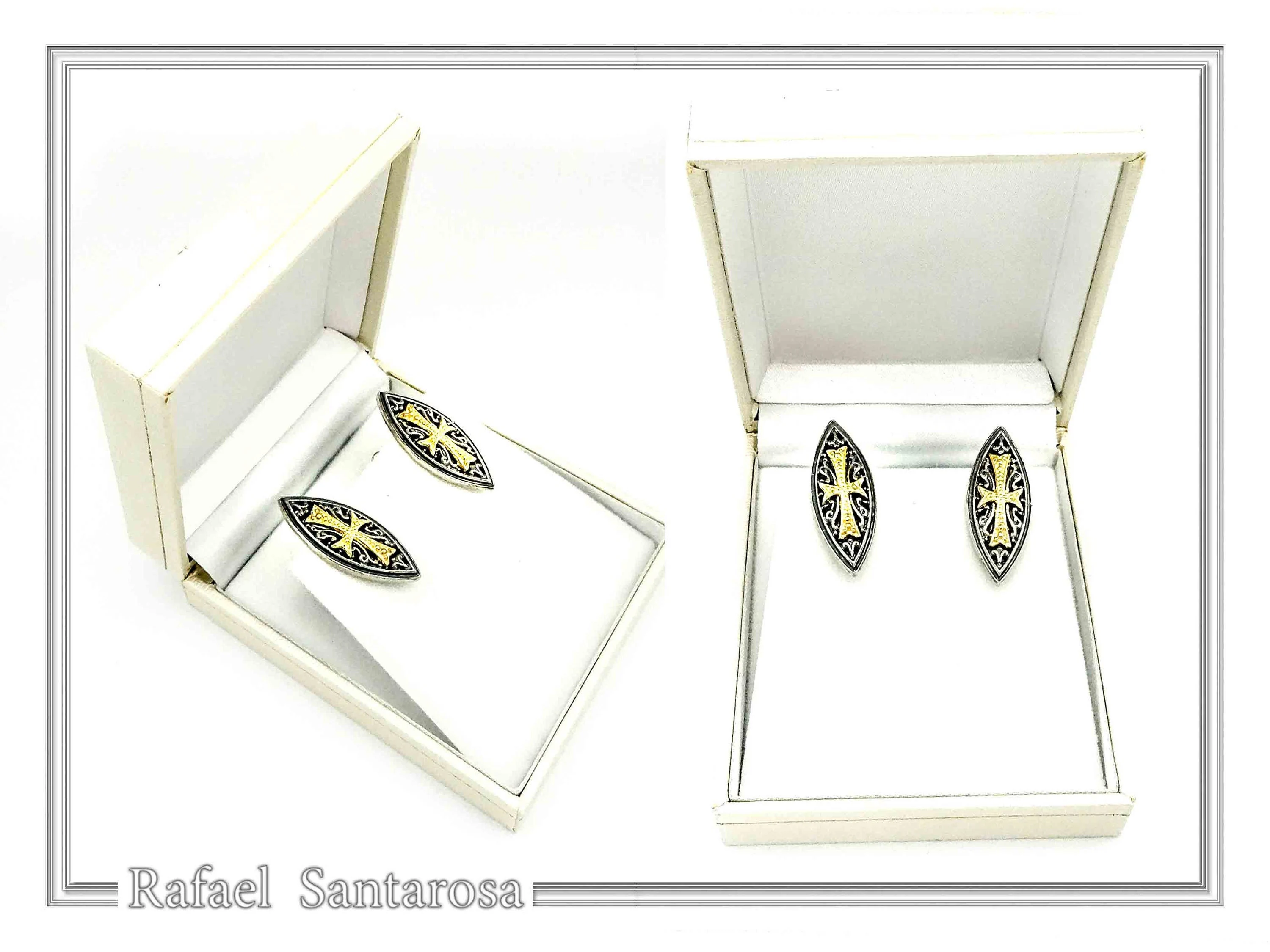 Knights Order of Malta Cross Cufflinks. Johne's order Replica: 18K Gold Filled & Oxidized Silver — additional product image 9 from Rafael Santarosa Fine Jewelry