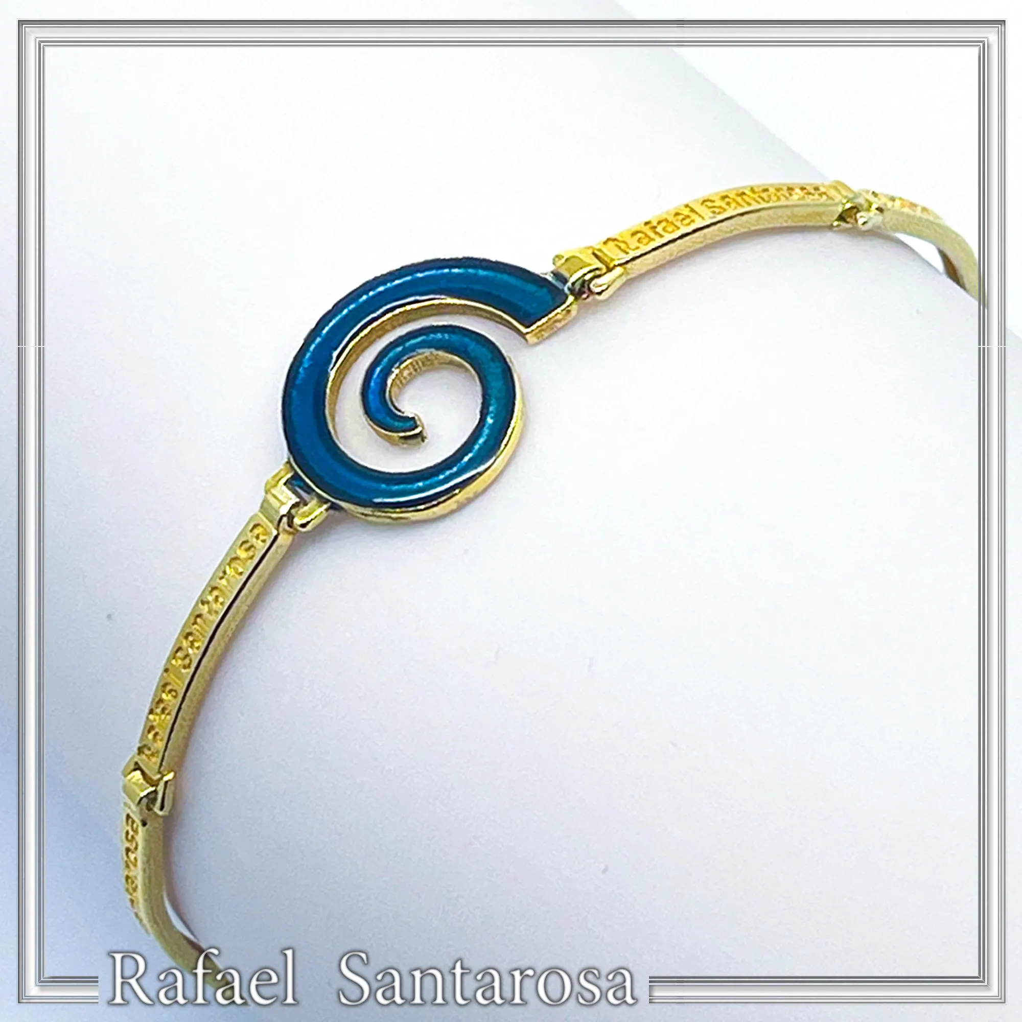 Spiral Sea Blue Enamel Charm Bracelet: Eternity Symbol of Galaxy 18K Gold Filled Silver — additional product image 2 from Rafael Santarosa Fine Jewelry