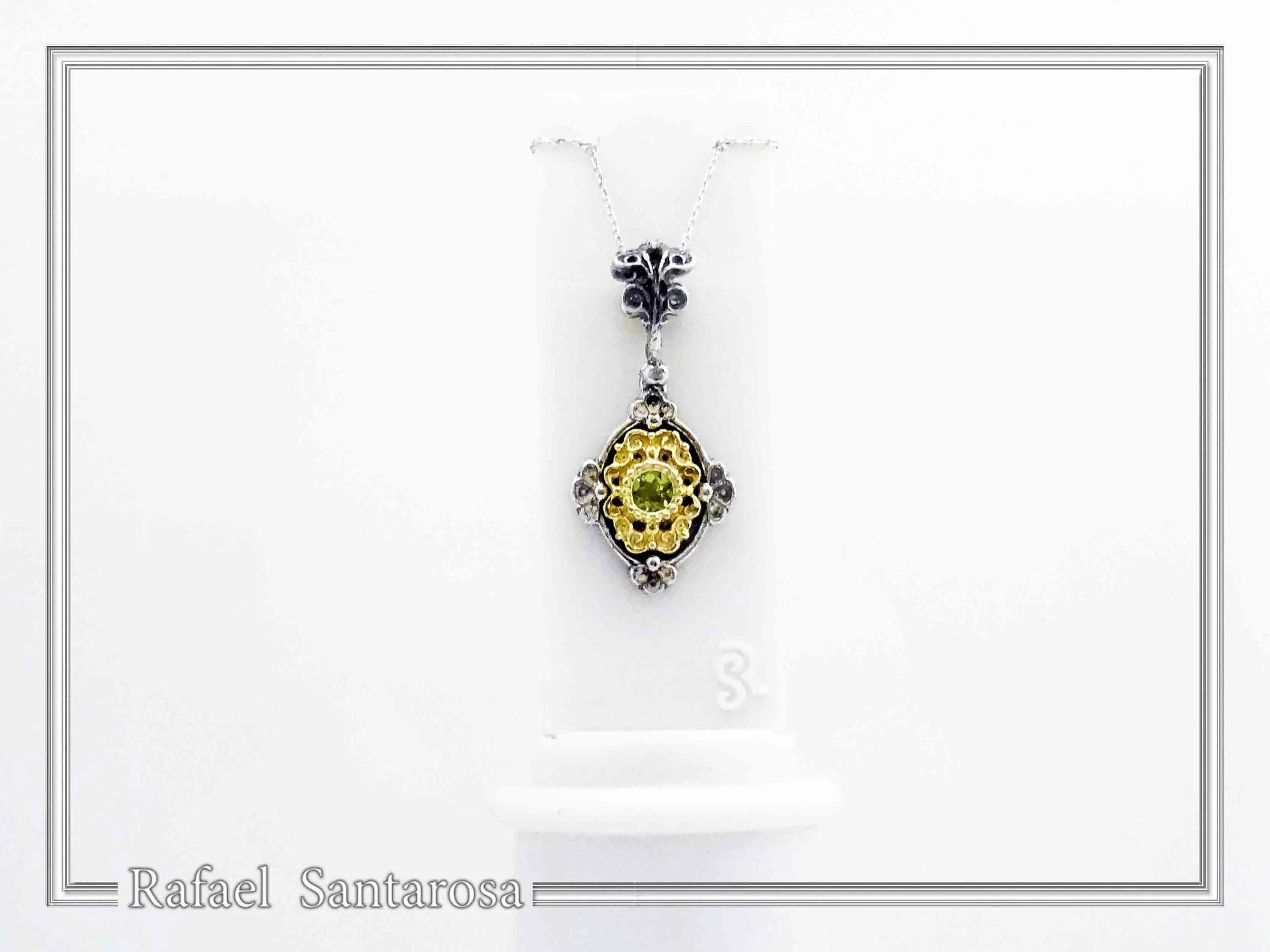 Genuine Peridot Byzantine Style Drop Necklace: Oxidized and 18K Gold Filled Sterling Silver — additional product image 5 from Rafael Santarosa Fine Jewelry