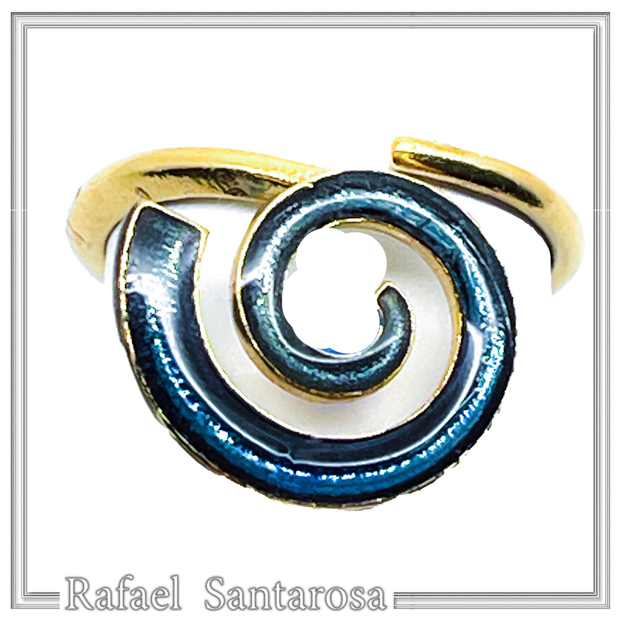 Blue Enamel Spiral Adjustable Statement Ring: Eternity Symbol 18 Karat Gold Filled Sterling Silver — additional product image 6 from Rafael Santarosa Fine Jewelry