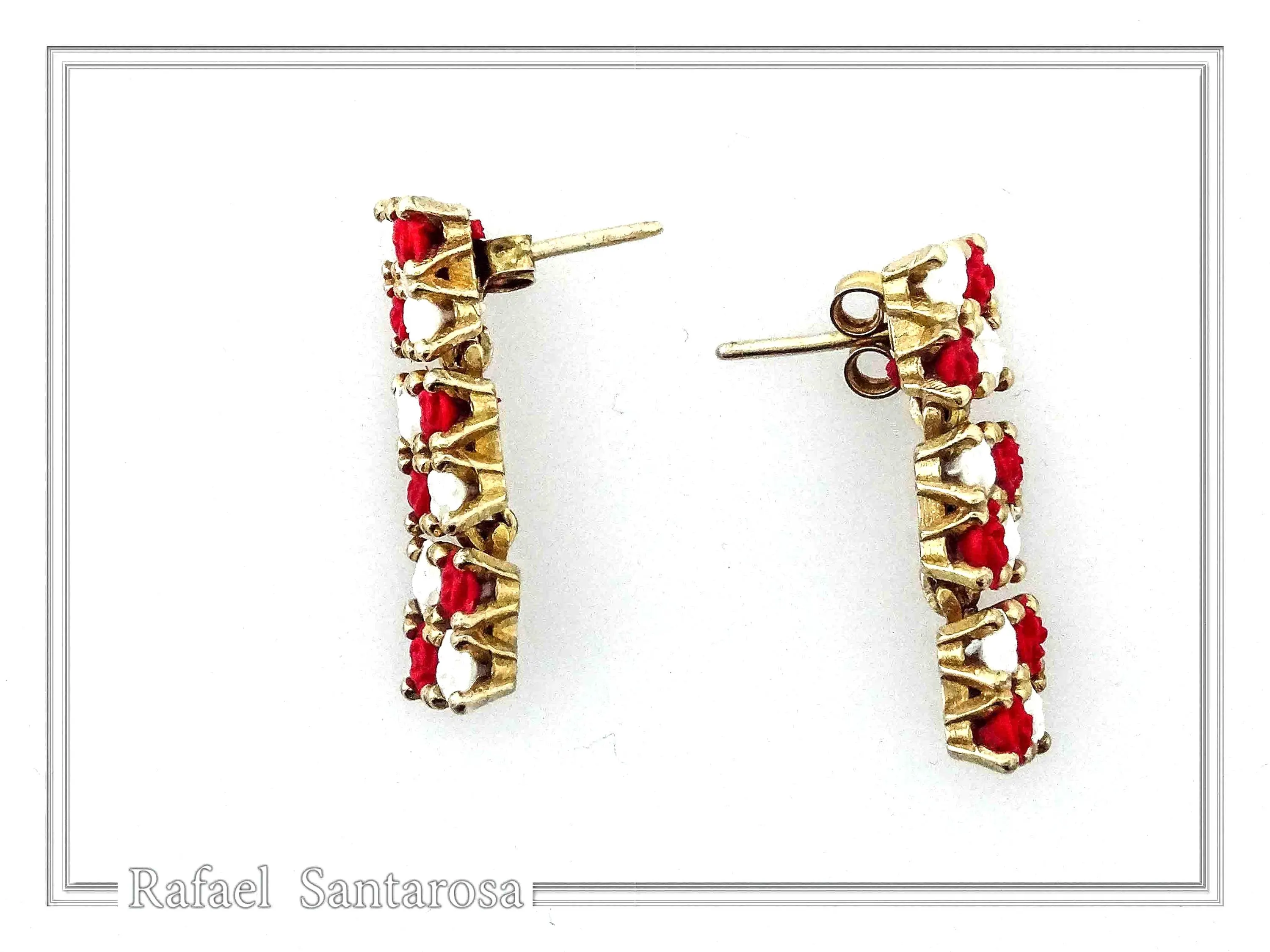 Rose Flowers alabaster gems pave Earrings: Sterling Silver Gold-Filled Floral Studs — additional product image 6 from Rafael Santarosa Fine Jewelry