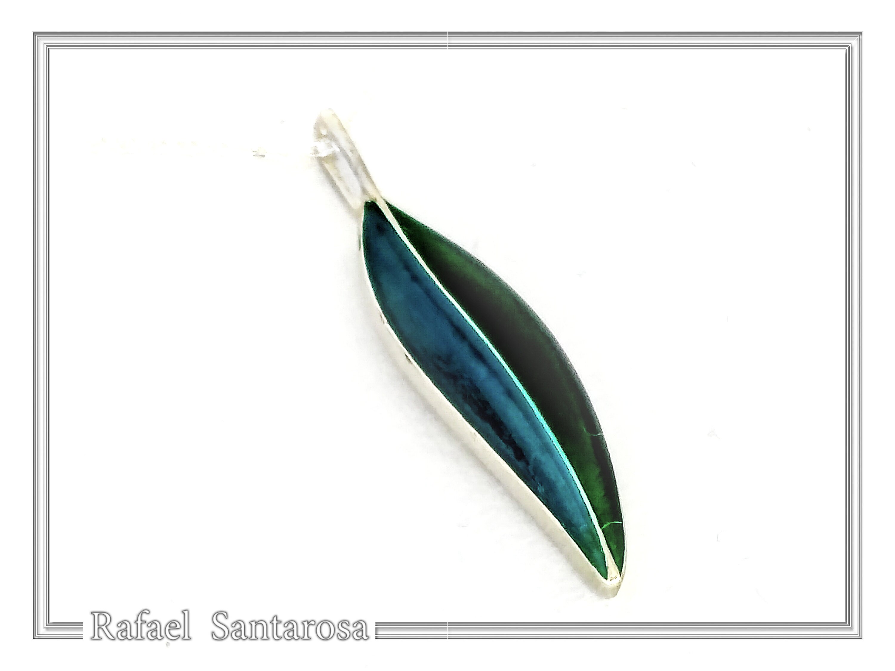 Olive Leaf minimal Pendant: Sterling Silver Enamel Floral Necklace — additional product image 5 from Rafael Santarosa Fine Jewelry
