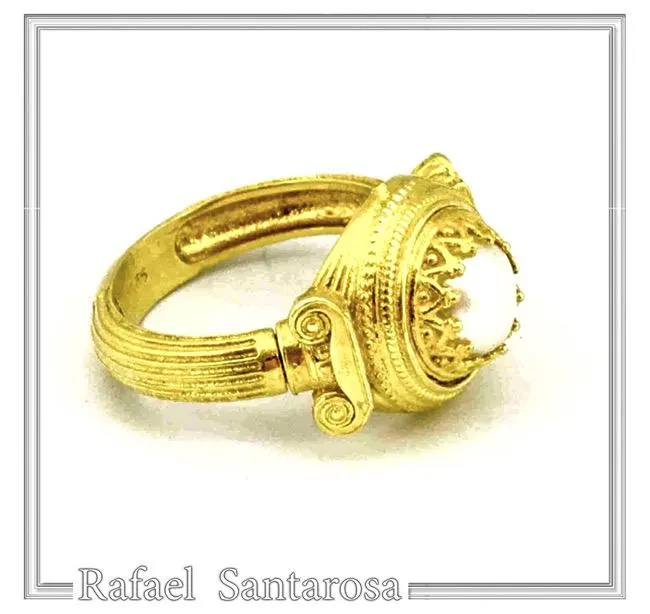 Ancient Greek Temple Ionic Column Natural Pearl Ring 18K Gold-Filled Sterling Silver, Museum Inspired — additional product image 5 from Rafael Santarosa Fine Jewelry