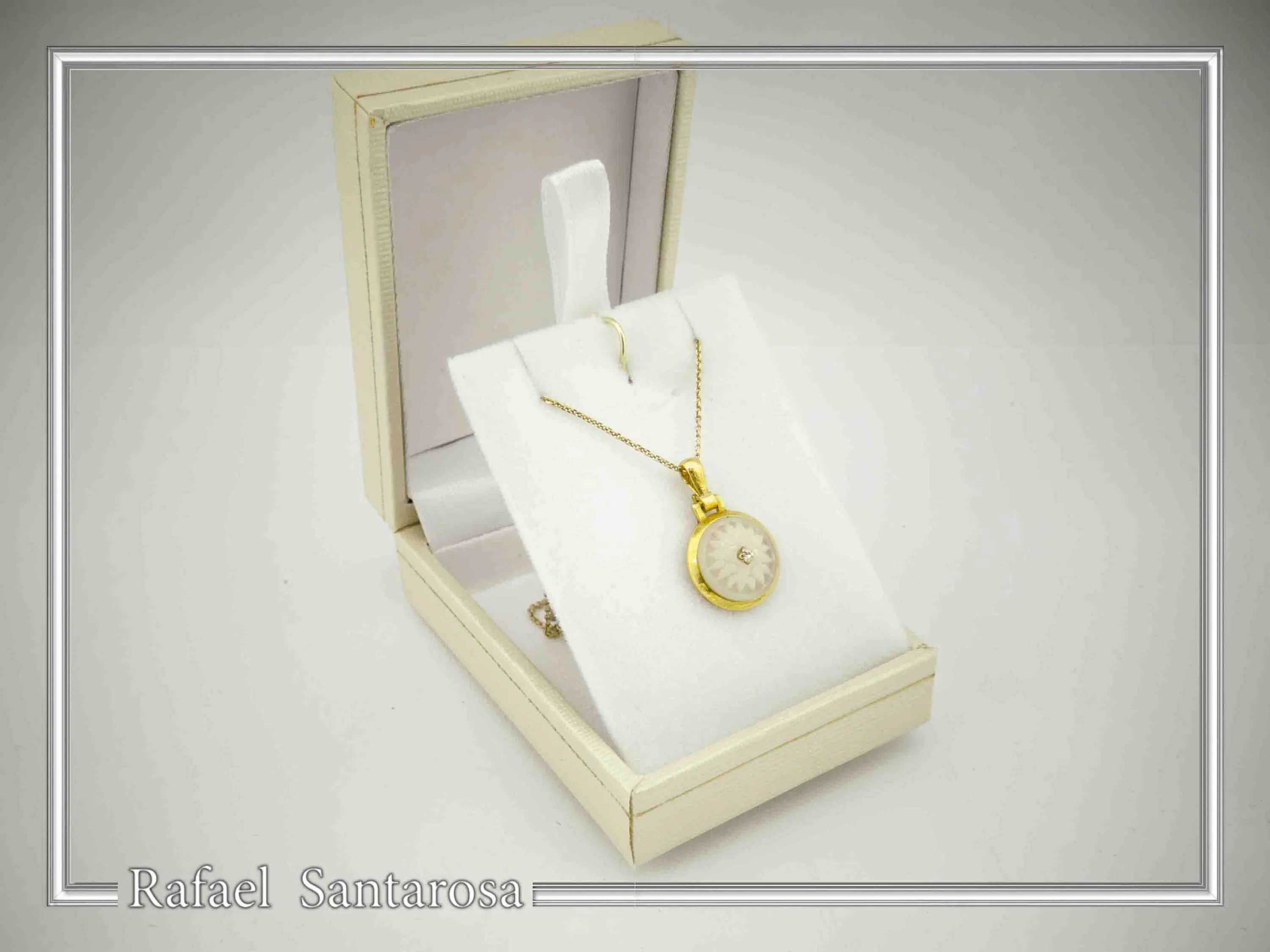 Marble Greek Macedonian Sun Symbol Necklace: Ancient Greek Museum 18K Gold-Filled Silver Pendant — additional product image 10 from Rafael Santarosa Fine Jewelry