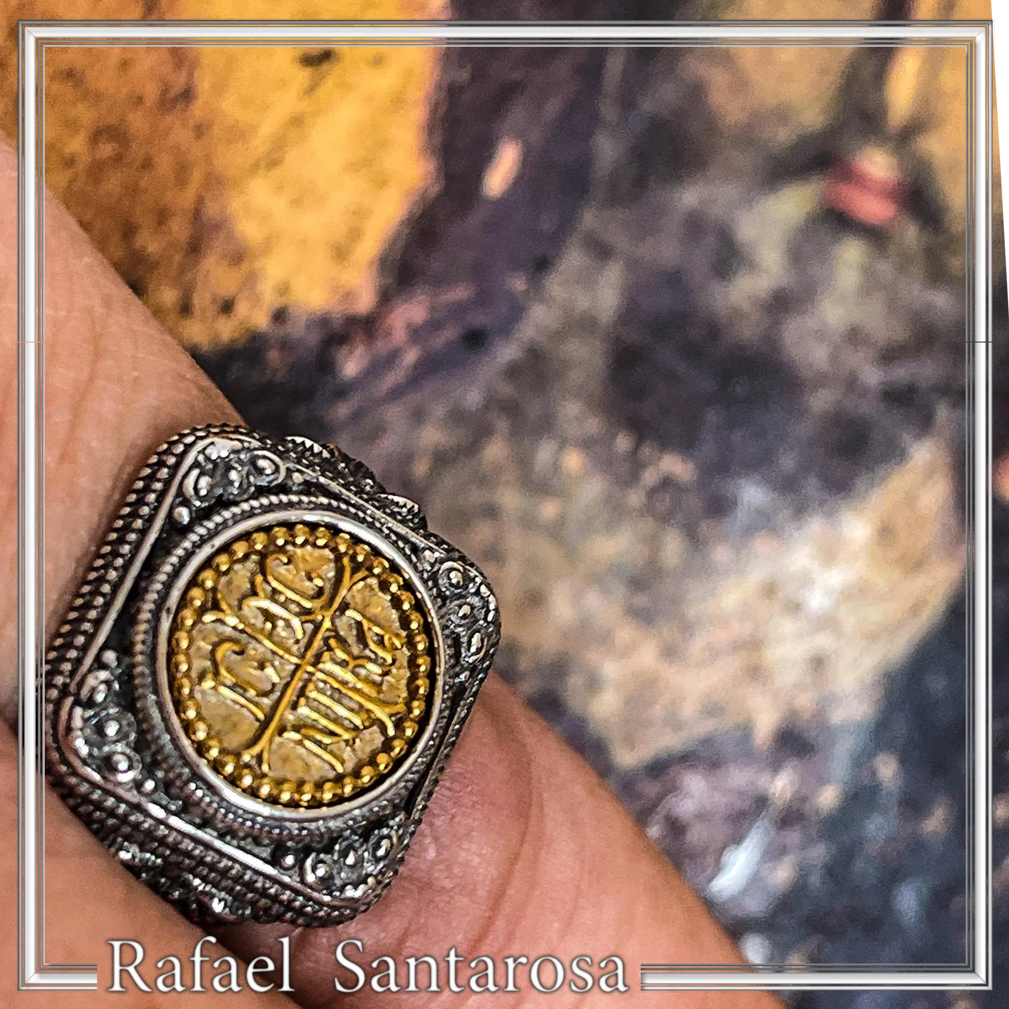 18K Sold Gold Jesus Victorious ICXC NIKA Ring: Oxidized Sterling Silver Byzantine Talisman — additional product image 8 from Rafael Santarosa Fine Jewelry