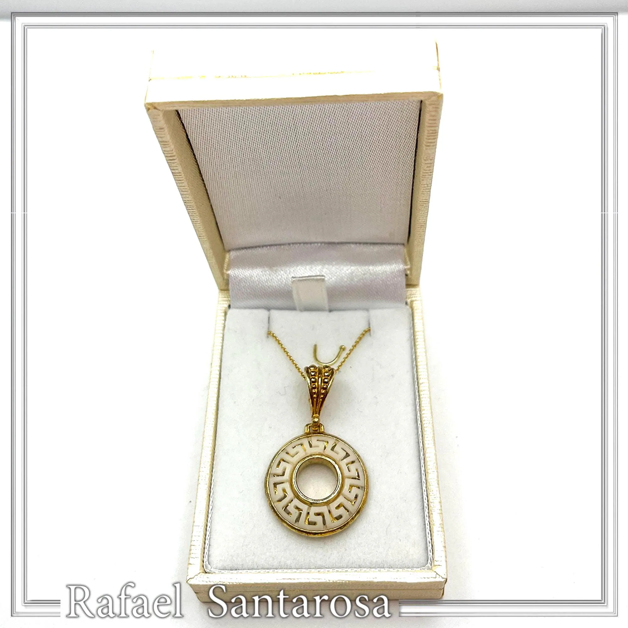 Greek Key Maiandros Marble Sculptured Pendant: 18K Gold Filled Sterling Silver Museum Inspired Necklace — additional product image 6 from Rafael Santarosa Fine Jewelry