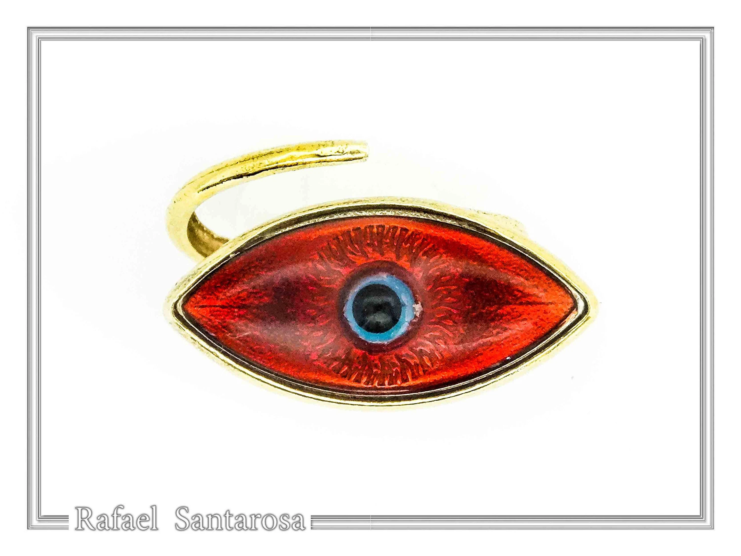 Evil Eye Protection Talisman Adjustable Ring: Transparent Coloured Enamel on Sterling Silver, Talisman Jewelry — additional product image 6 from Rafael Santarosa Fine Jewelry