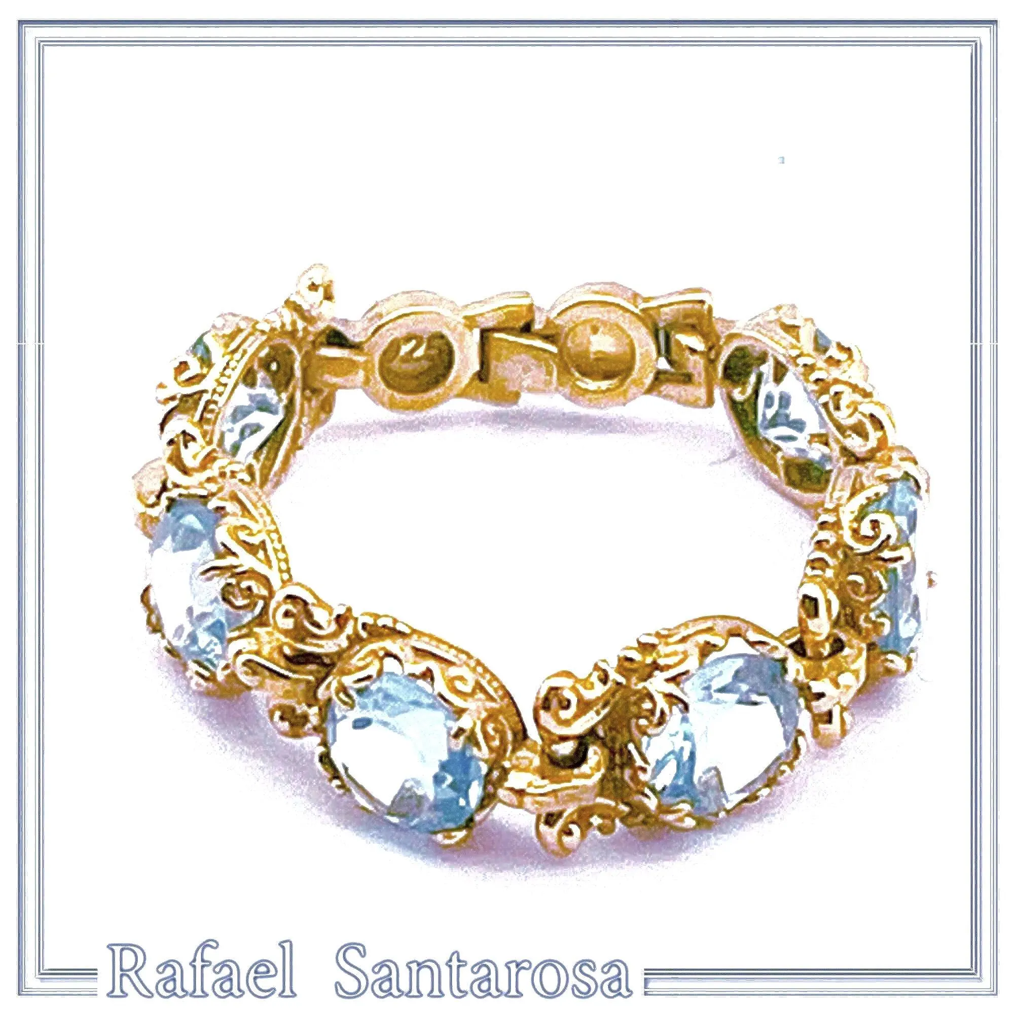 Byzantine Genuine Sky-Blue Topaz Filigree Beaded Ring: 18k Gold Filled Sterling Silver — additional product image 3 from Rafael Santarosa Fine Jewelry