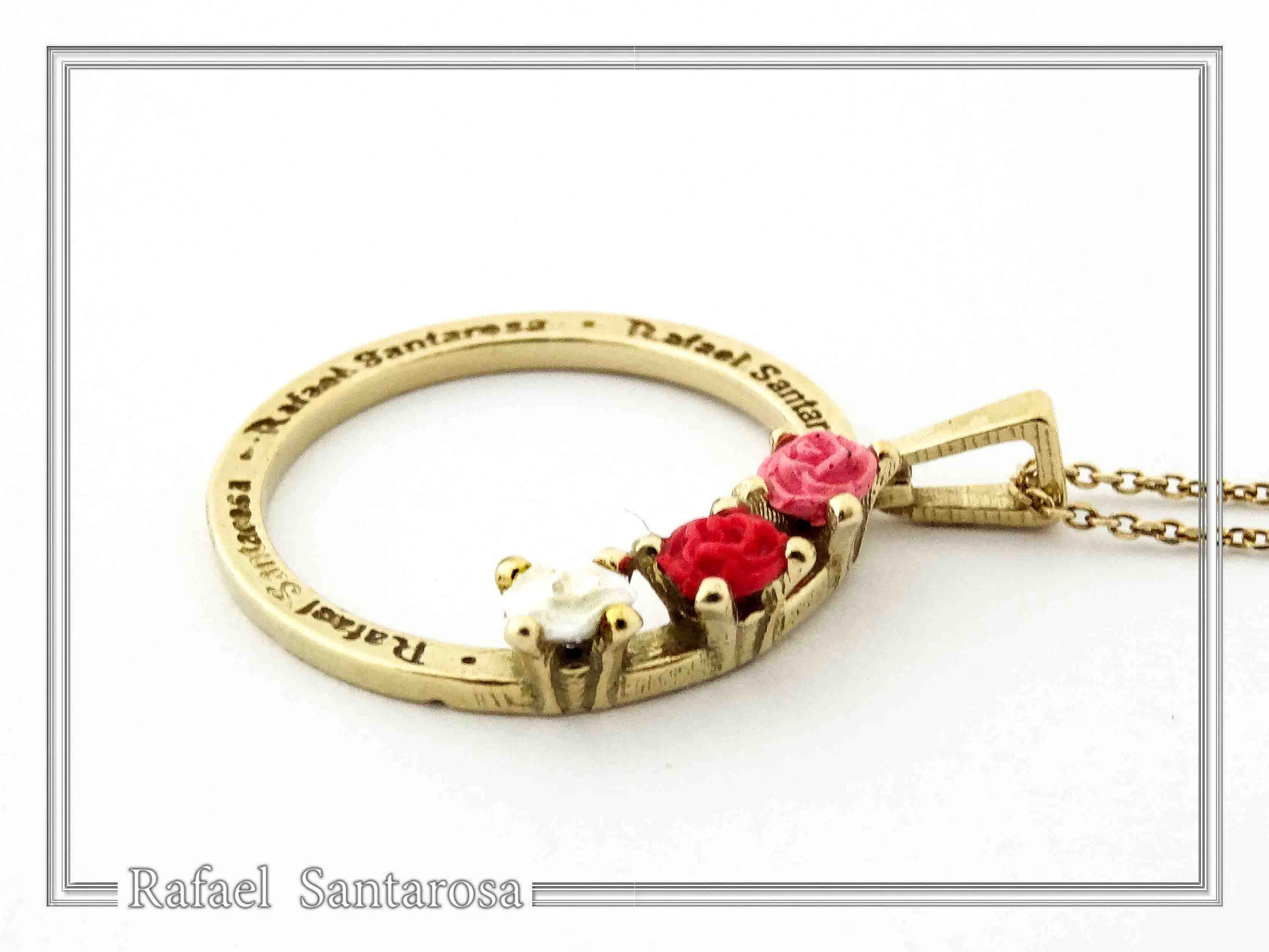 Rose Flowers Alabaster Gems Floral Charm for Girls: Sterling Silver 18K Gold Filled Necklace — additional product image 4 from Rafael Santarosa Fine Jewelry