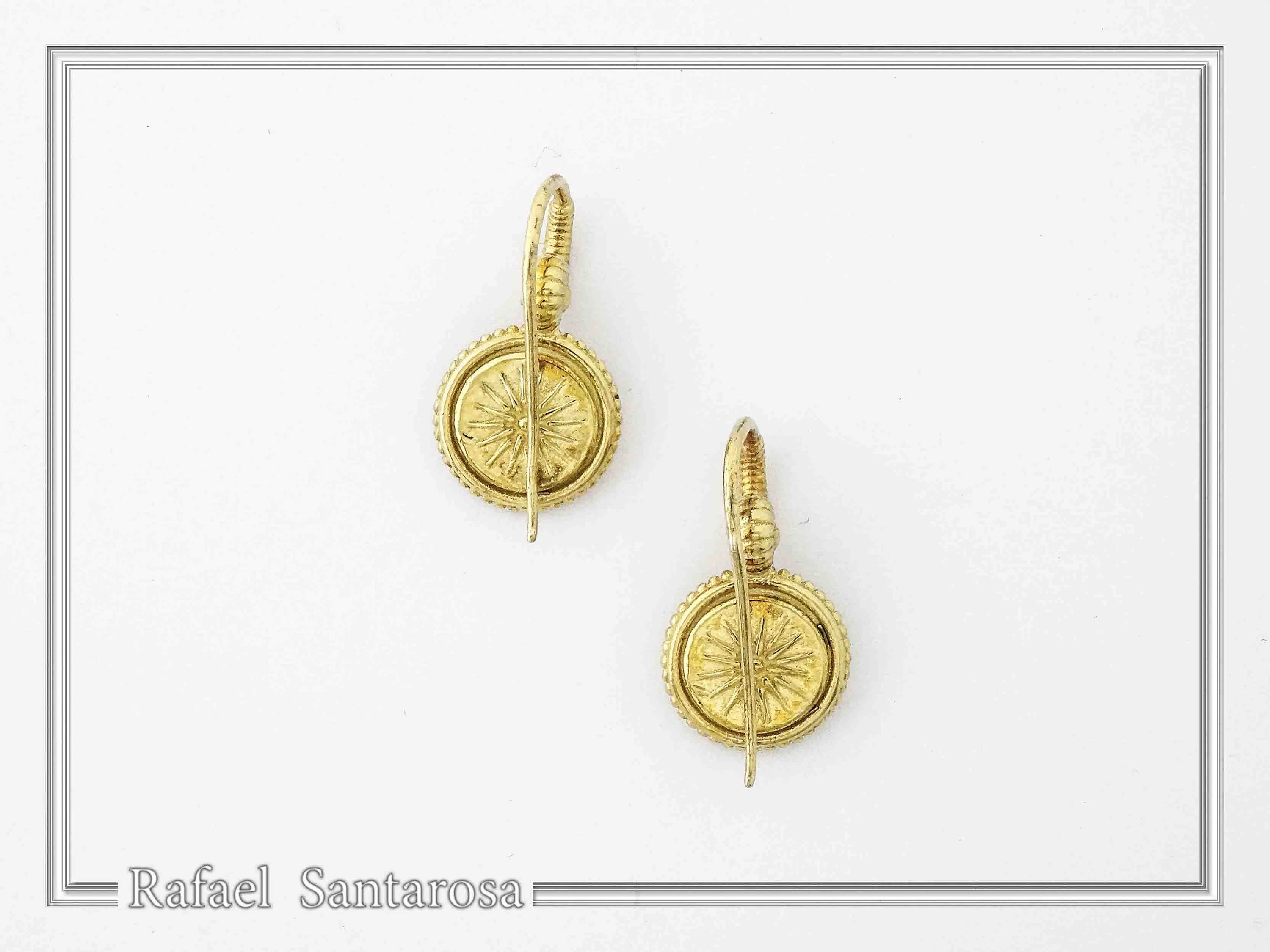 Greek Spiral Marble Engraved Earrings: 18K Gold-Filled Sterling Silver Greek Museum Replica — additional product image 9 from Rafael Santarosa Fine Jewelry