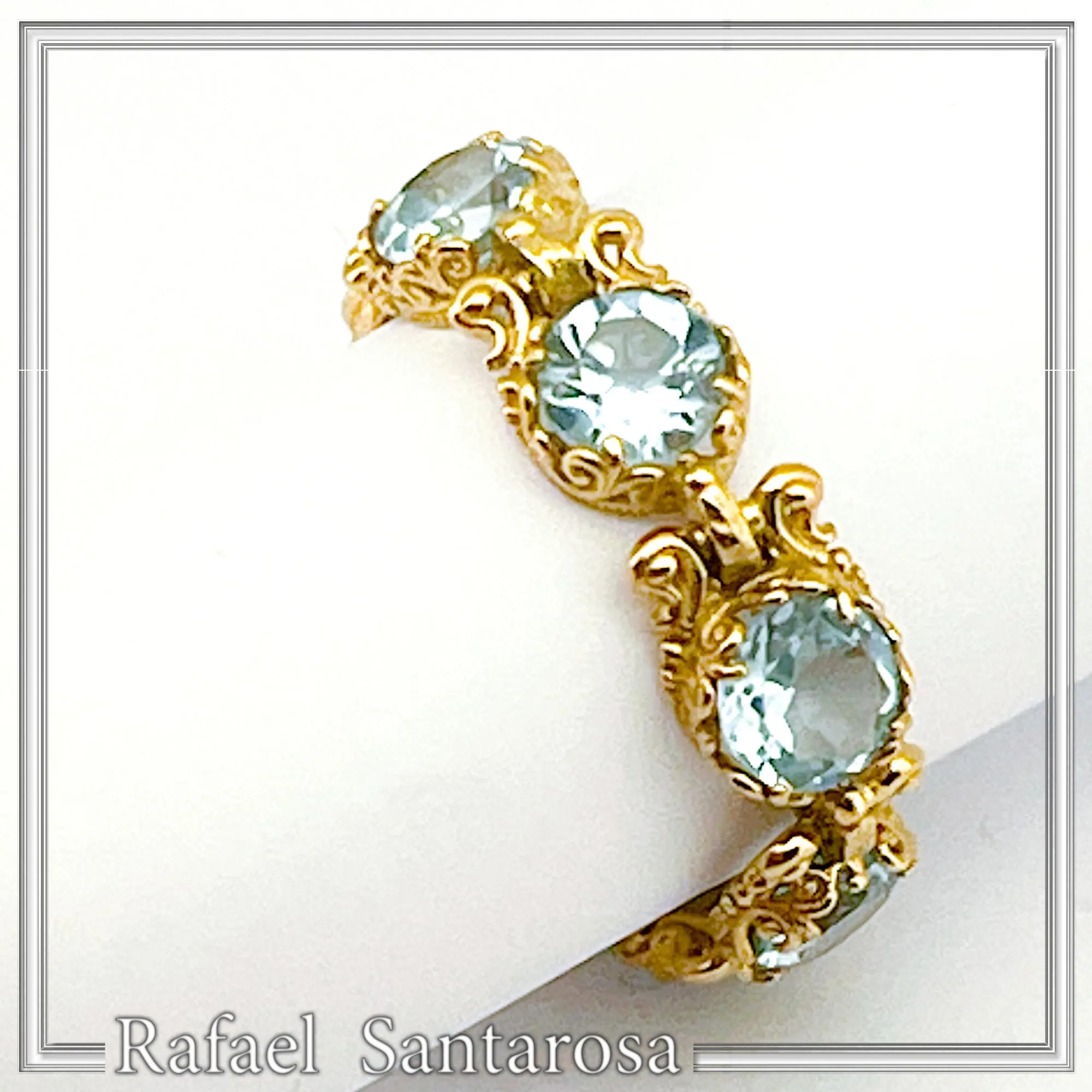 Byzantine Genuine Sky-Blue Topaz Filigree Beaded Ring: 18k Gold Filled Sterling Silver — additional product image 5 from Rafael Santarosa Fine Jewelry