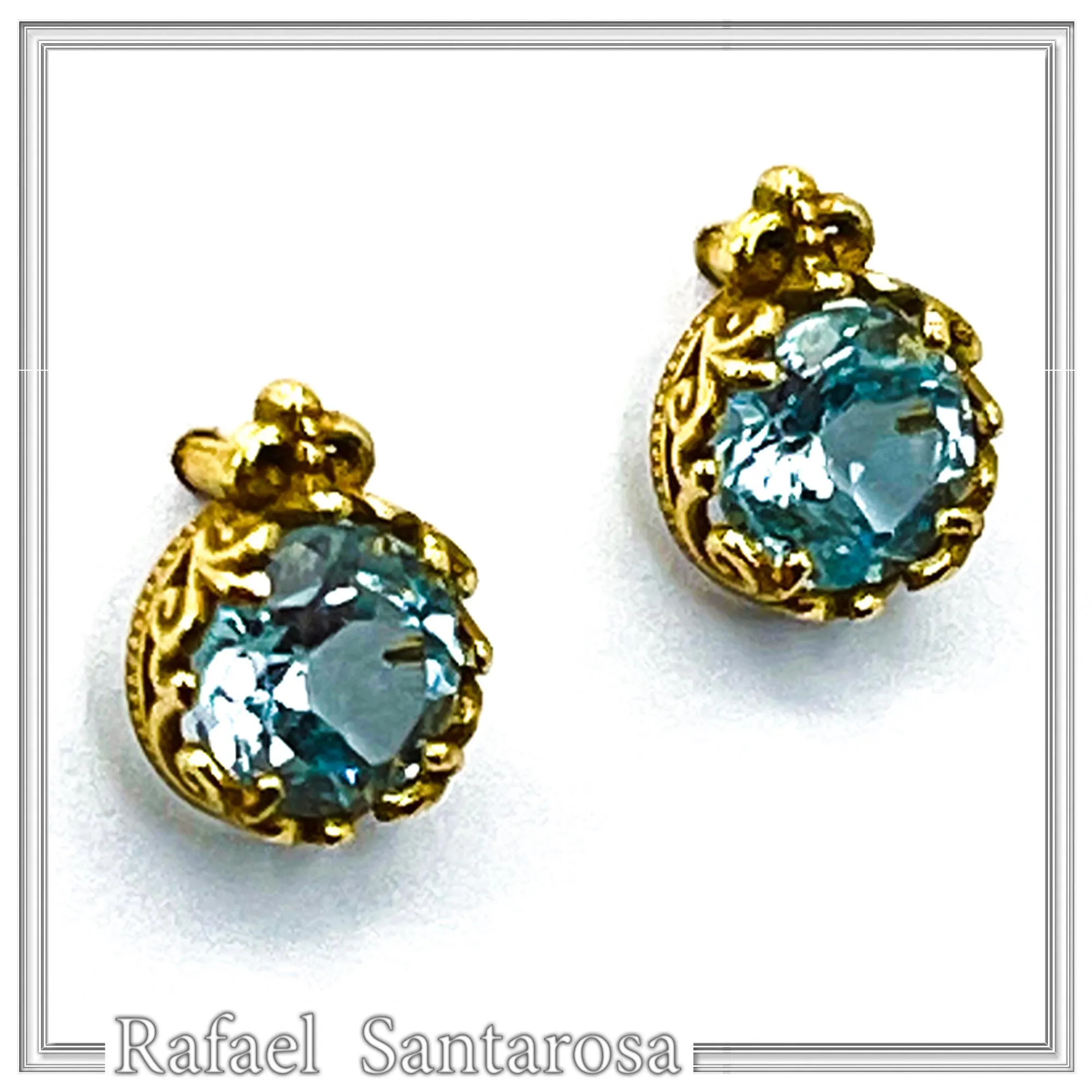 Solid gold 18k Stud Earrings with Natural Topaz, Amethyst, Garnet or Peridot — additional product image 7 from Rafael Santarosa Fine Jewelry