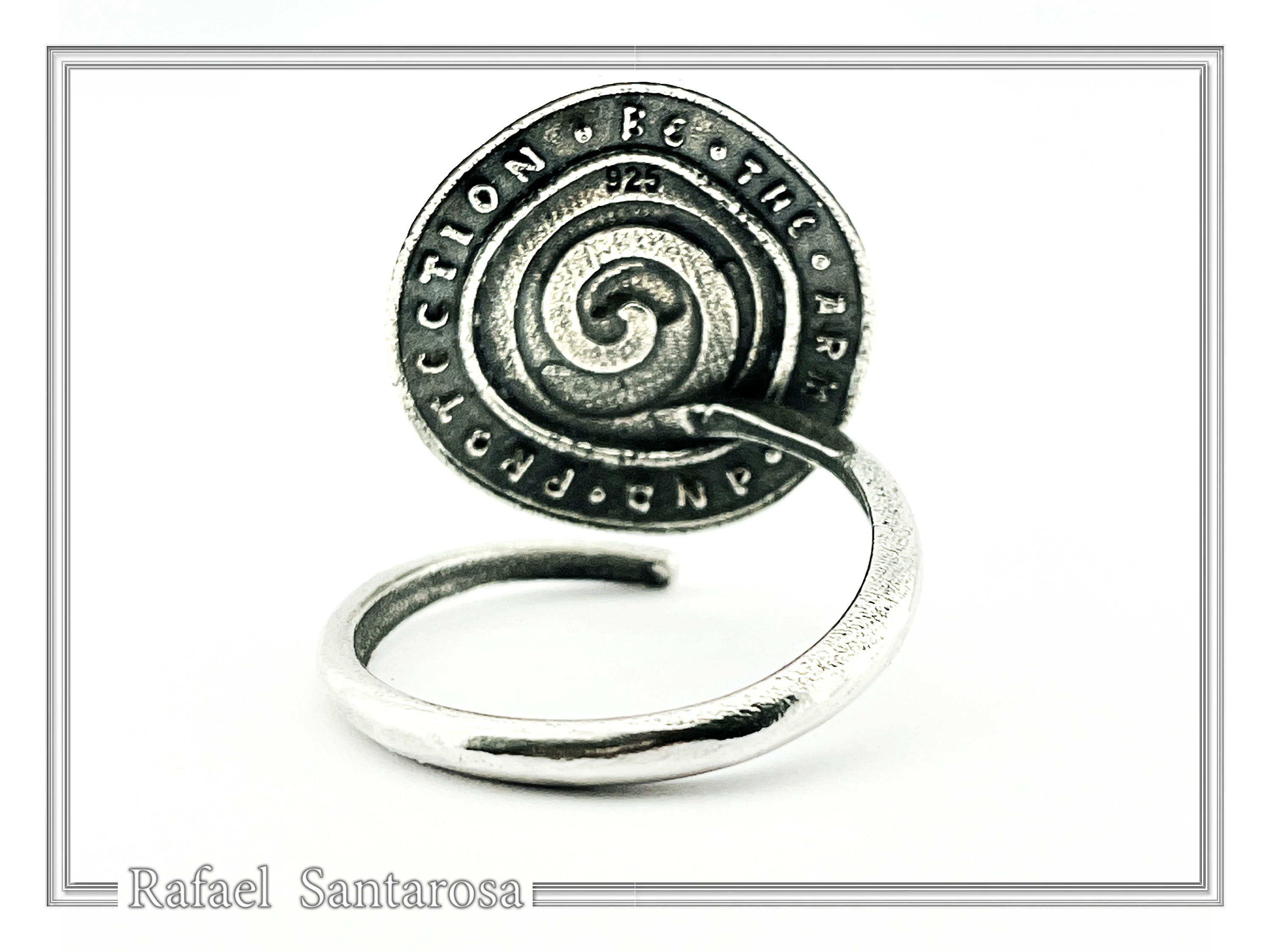 18K Gold Chi Rho Christogram on Oxidized Sterling Silver Adjustable Ring, Byzantine Prayer Talisman — additional product image 8 from Rafael Santarosa Fine Jewelry
