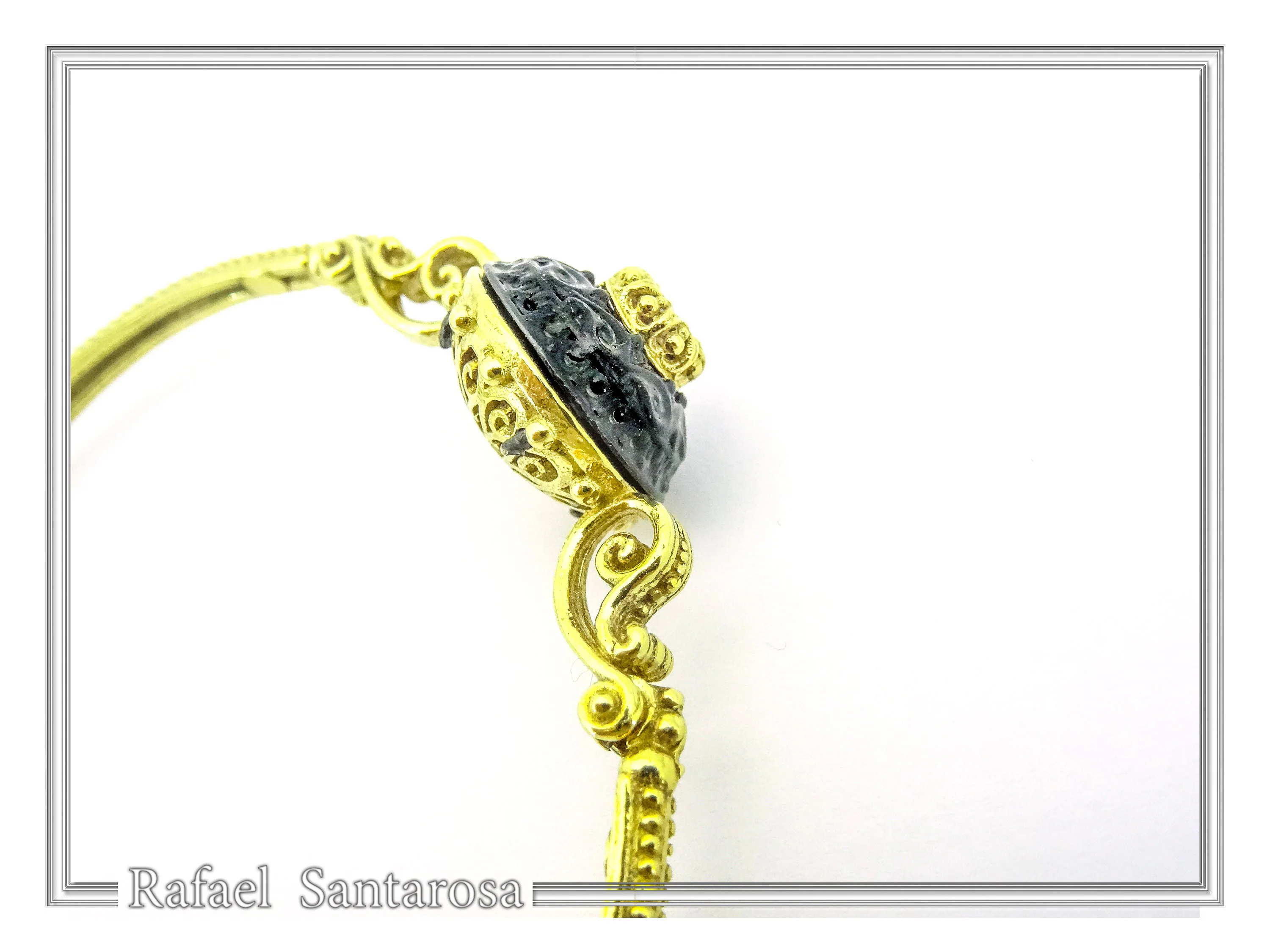 Art Deco Silver Bracelet: Amethyst, Topaz, Garnet, Gold Filled Filigree — additional product image 5 from Rafael Santarosa Fine Jewelry