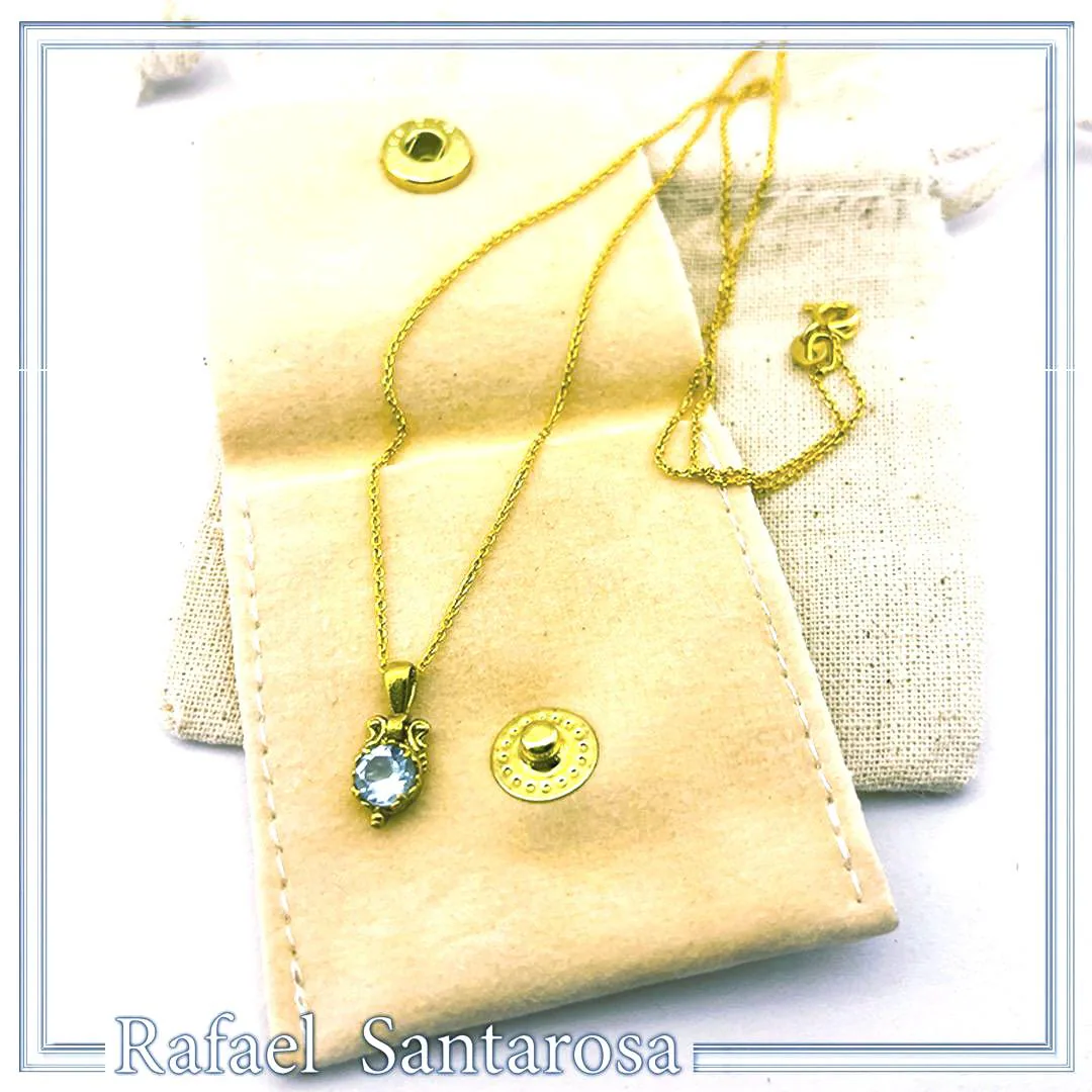 Natural Topaz Filigree Charm Necklace: 18K Gold-Filled Sterling Silver Delicate Tiny Pendant — additional product image 10 from Rafael Santarosa Fine Jewelry