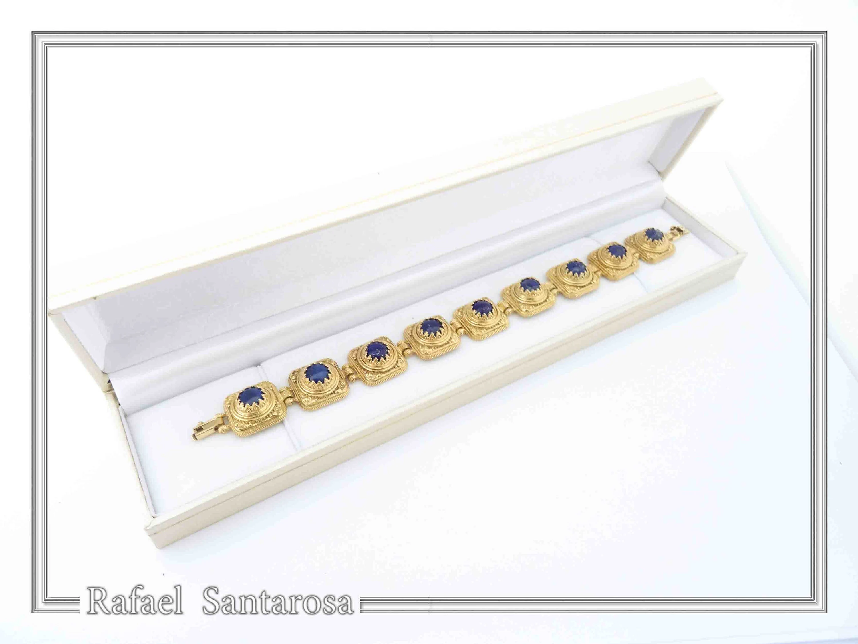 Lapis Lazuli Byzantine Bracelet Sterling Silver 18k Gold Filled Filigree Granulation Jewelry — additional product image 8 from Rafael Santarosa Fine Jewelry