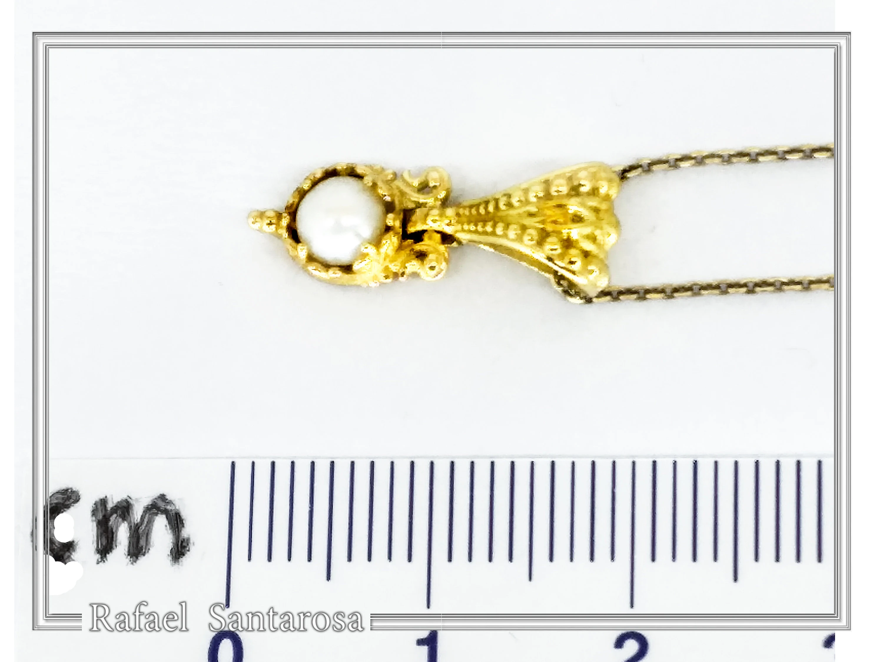 Natural Pearl Necklace: Byzantine Filigree 18K Gold-Filled Pendant — additional product image 6 from Rafael Santarosa Fine Jewelry
