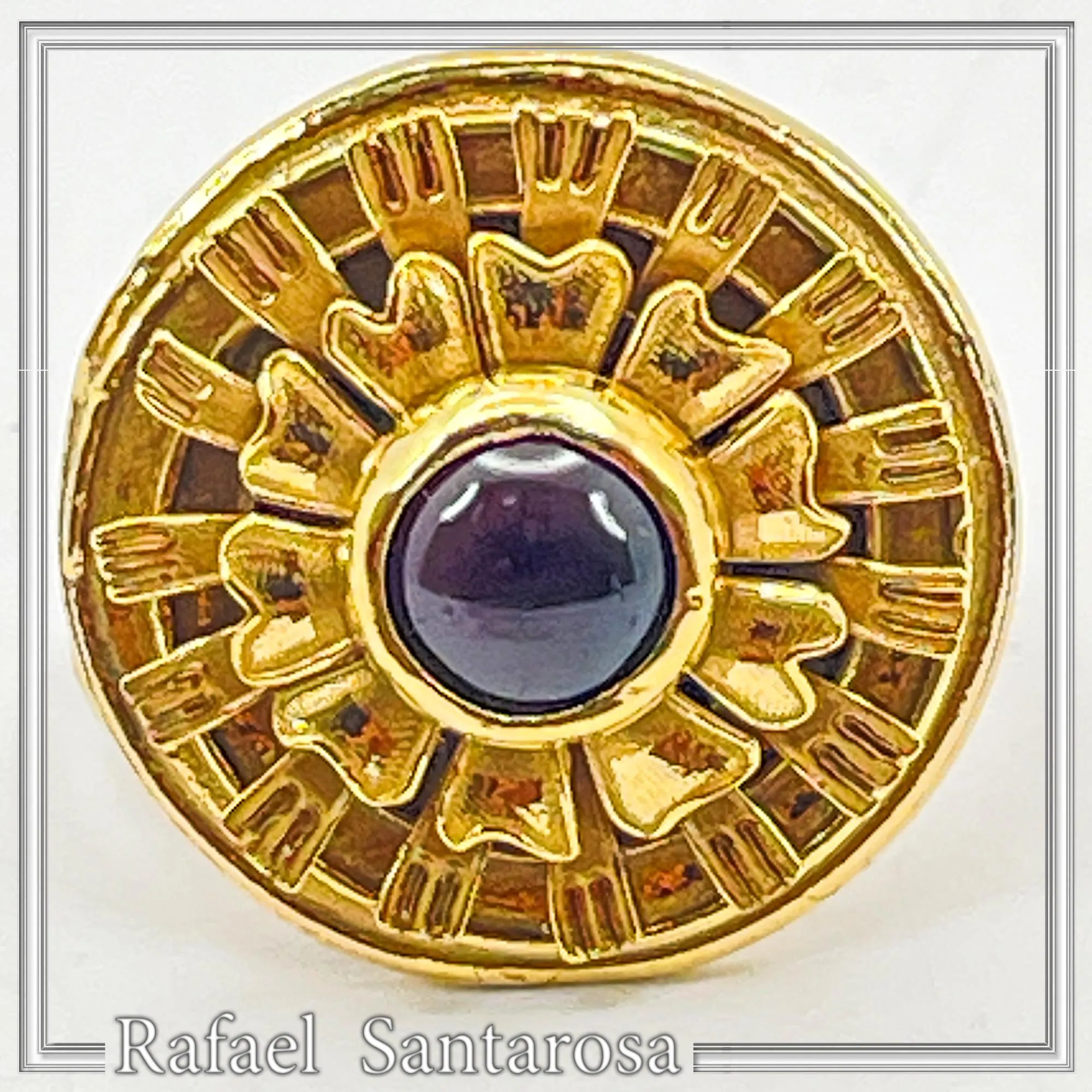 Ancient Greek Garnet Ring Sterling Silver 18K Gold Filled Archeological Museum Inspired — additional product image 9 from Rafael Santarosa Fine Jewelry