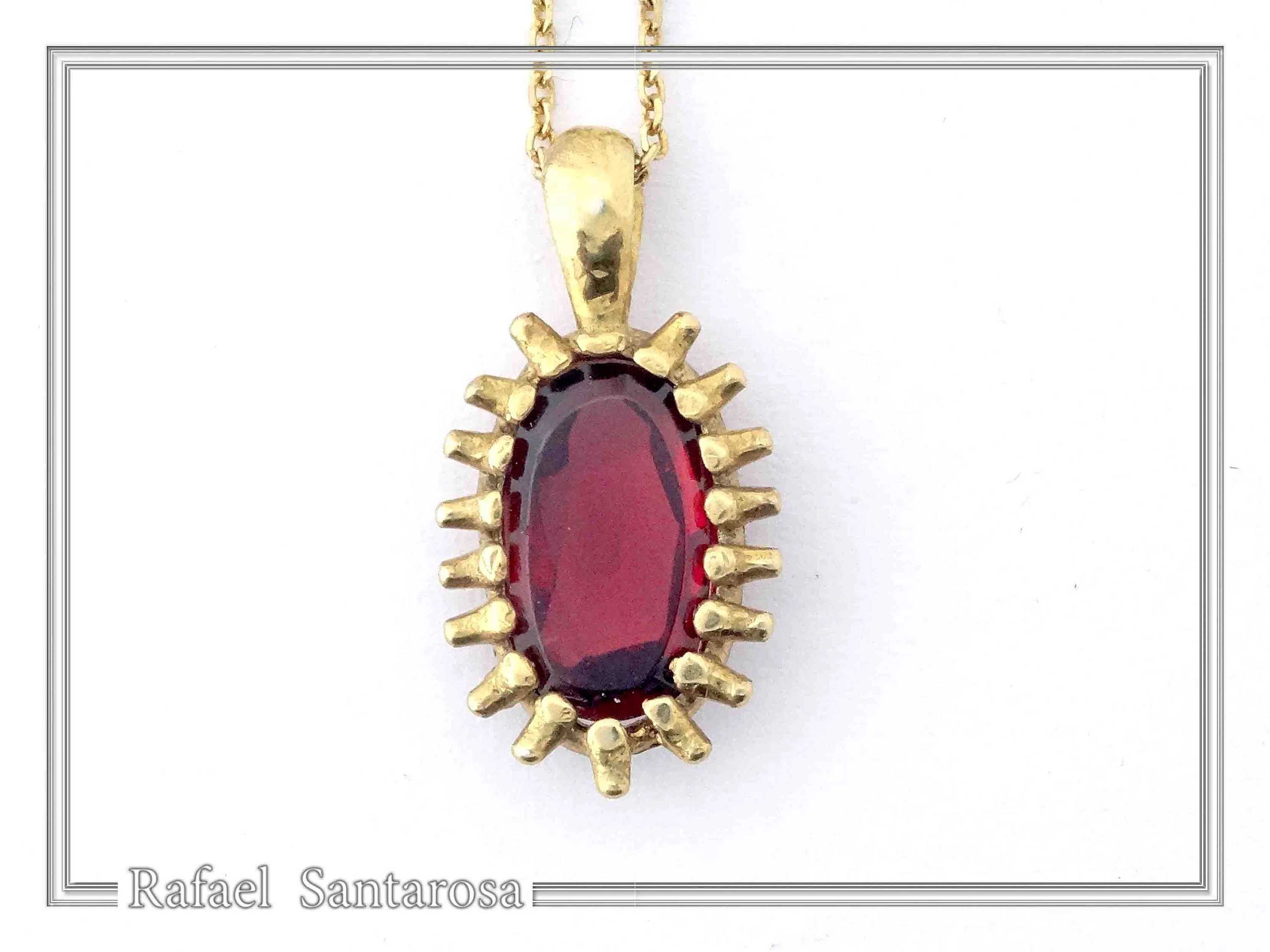 Handmade Garnet Pendant: Sterling Silver 18K Gold-Filled Bezel — additional product image 3 from Rafael Santarosa Fine Jewelry