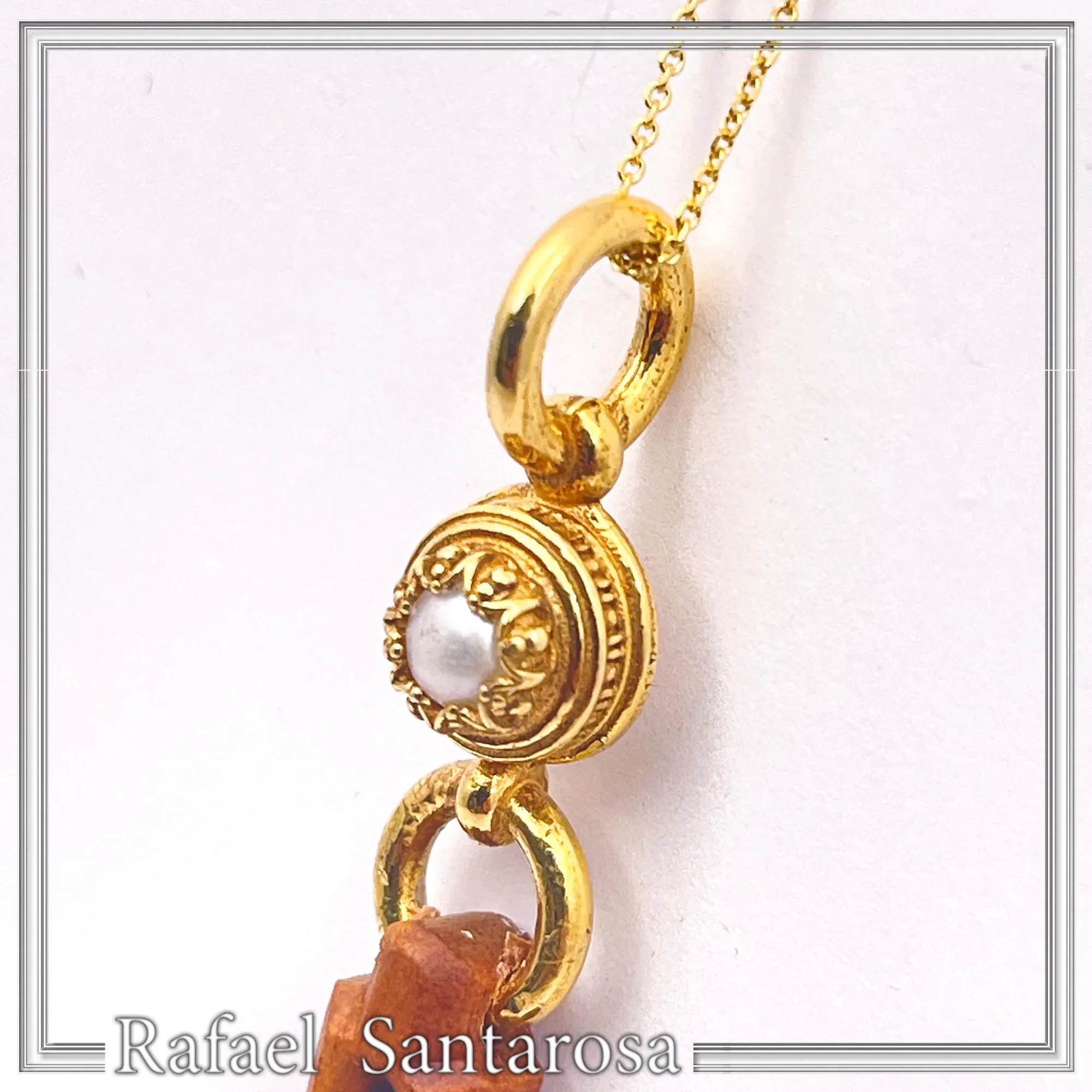Byzantine Cross Pendant Sterling Silver Gold Filled Mahogany Wood Freshwater Pearl Necklace — additional product image 9 from Rafael Santarosa Fine Jewelry