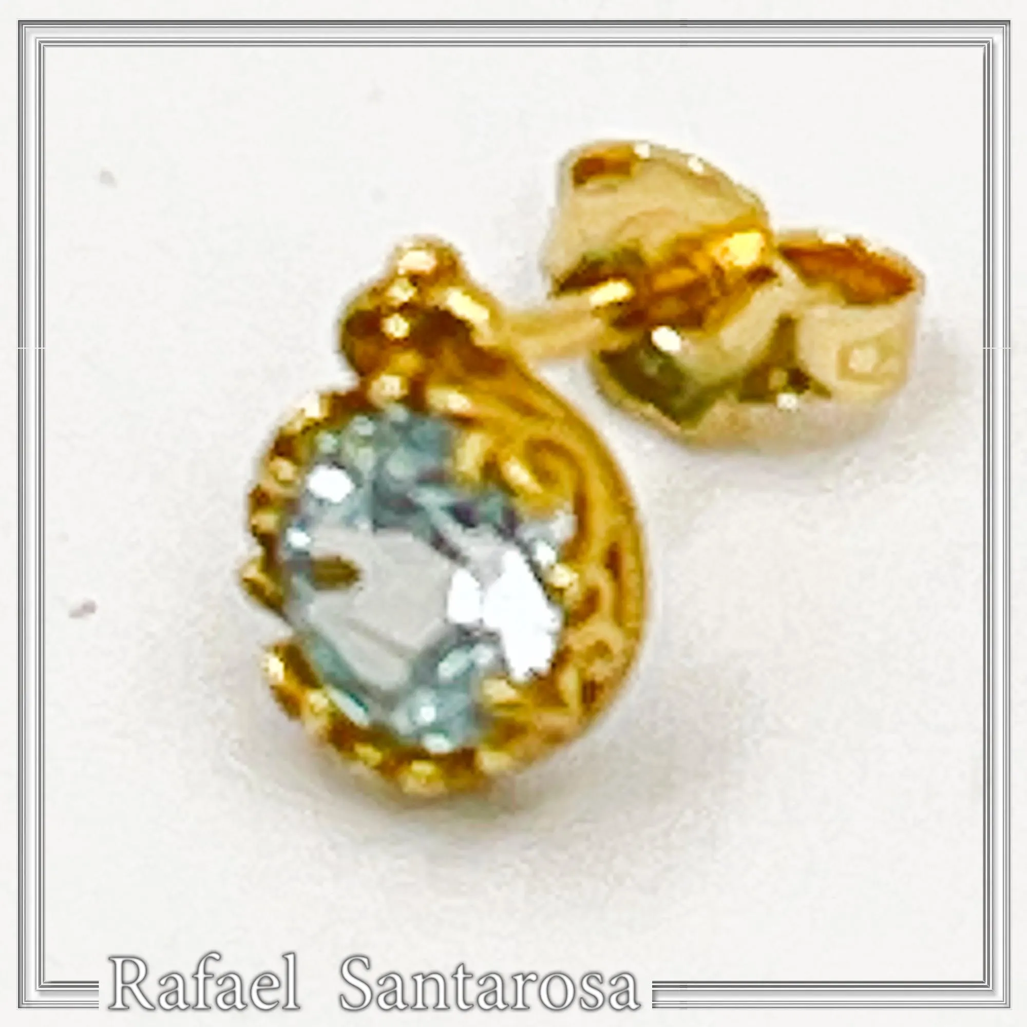 Solid gold 18k Stud Earrings with Natural Topaz, Amethyst, Garnet or Peridot — additional product image 2 from Rafael Santarosa Fine Jewelry