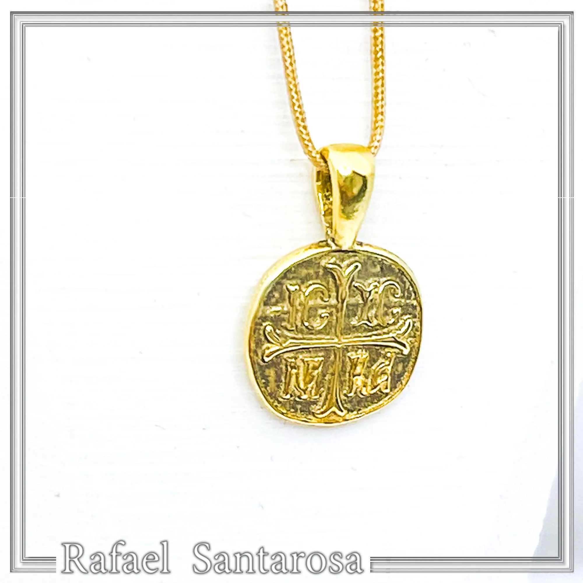 Extra Tiny Protection cross Konstantinato coin icxc nika necklace gold filled silver. — additional product image 3 from Rafael Santarosa Fine Jewelry