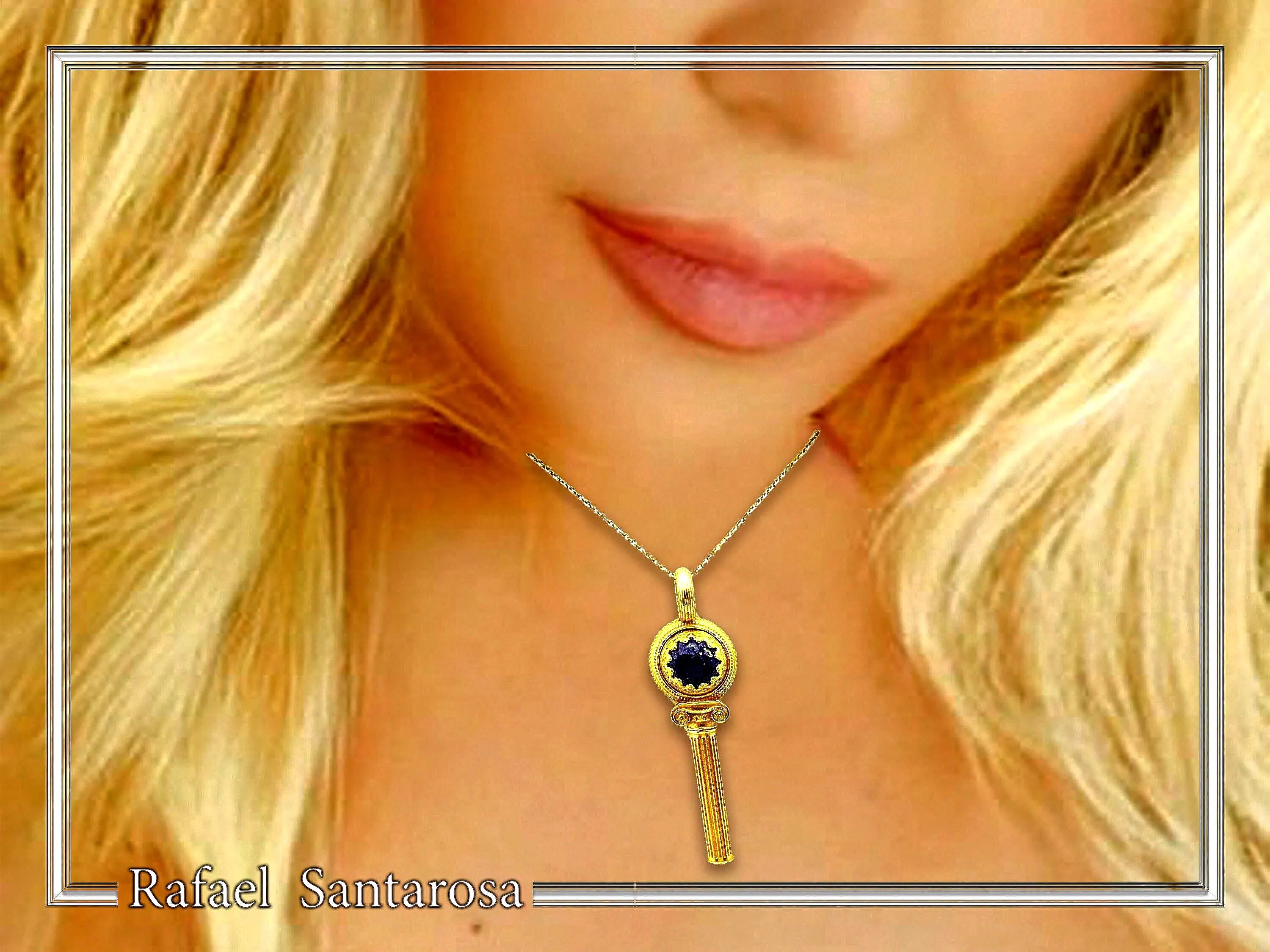 Lapis Lazuli Pendant Ancient Greek Column Necklace: 18K Gold Filled Sterling Silver — additional product image 3 from Rafael Santarosa Fine Jewelry