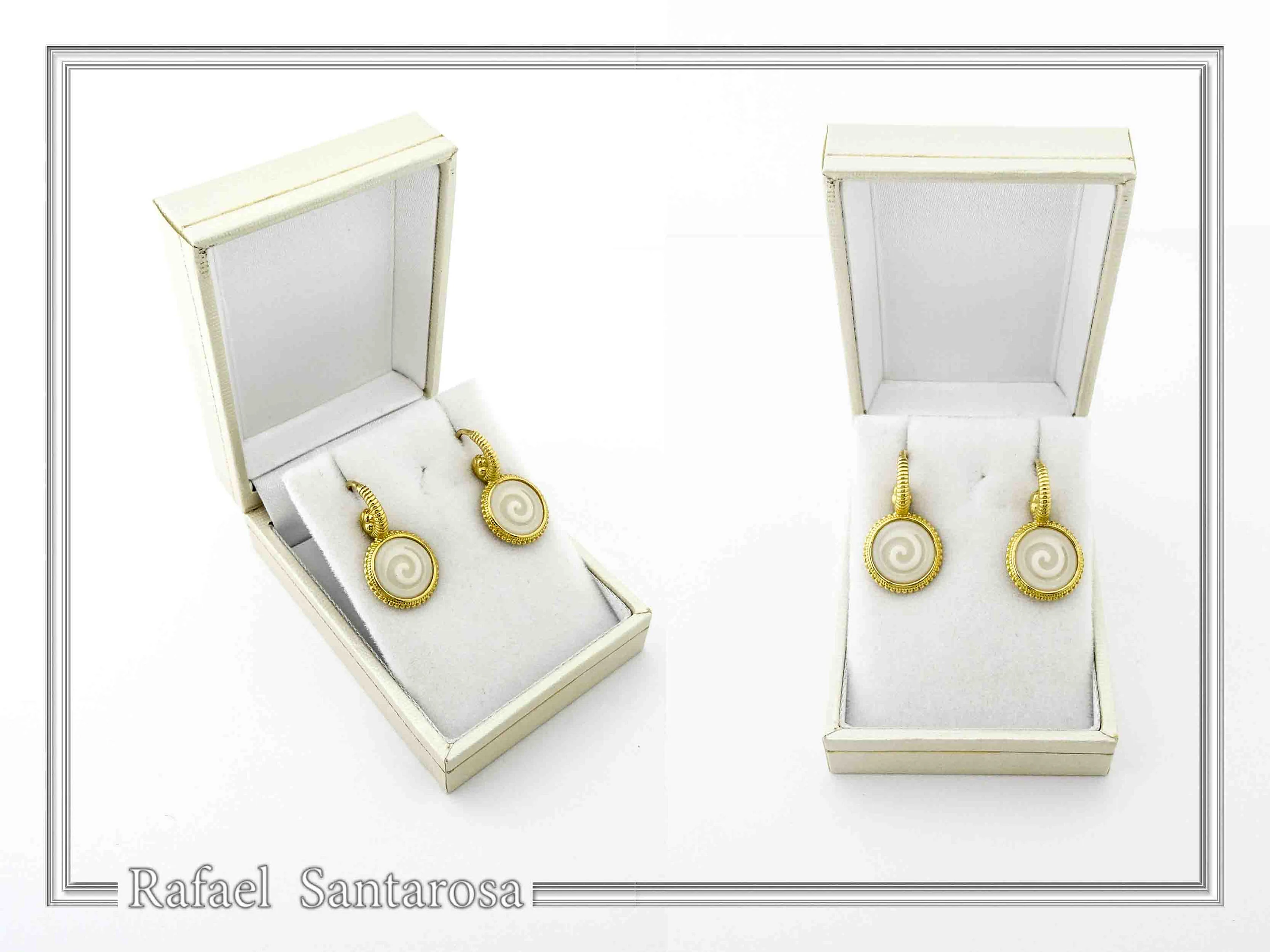 Greek Spiral Marble Engraved Earrings: 18K Gold-Filled Sterling Silver Greek Museum Replica — additional product image 10 from Rafael Santarosa Fine Jewelry
