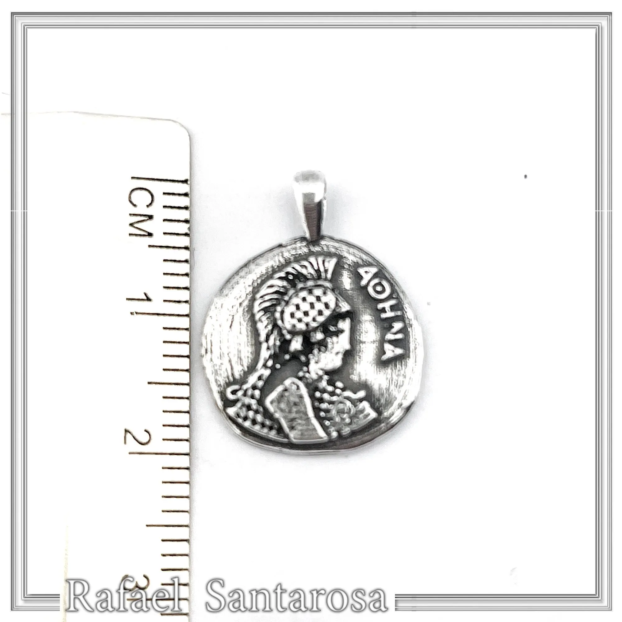 Athena Goddess Victorious Coin Pendant: Greek Museum Replica Oxidized Sterling Silver — additional product image 9 from Rafael Santarosa Fine Jewelry
