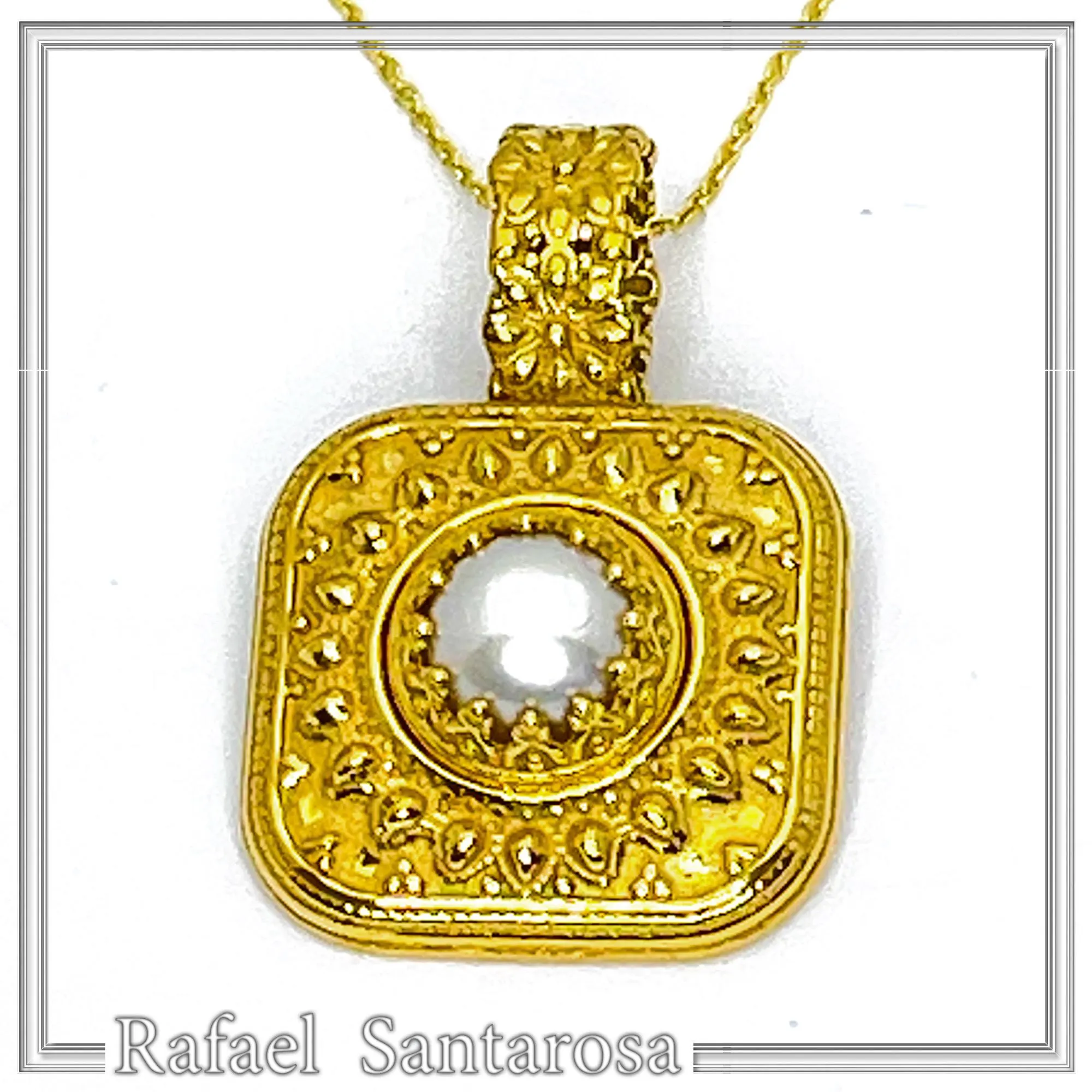 Genuine pearl Byzantine Filigree handmade Pendant: Sterling Silver 18K Gold Filled — additional product image 9 from Rafael Santarosa Fine Jewelry