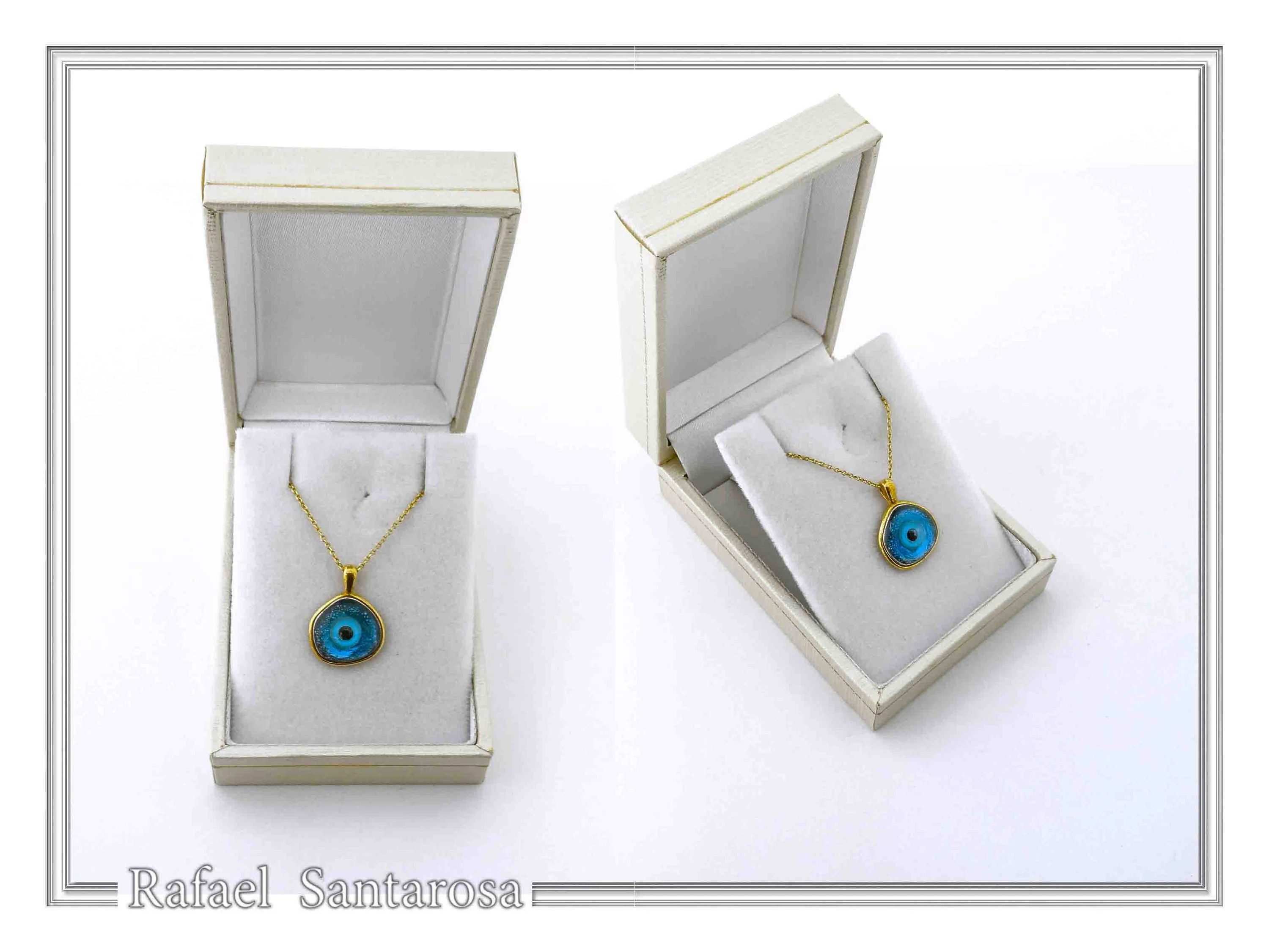 Evil Eye Talisman Against Evil Necklace: Sky Blue Enamel, 18K Gold-Filled Sterling Silver — additional product image 10 from Rafael Santarosa Fine Jewelry