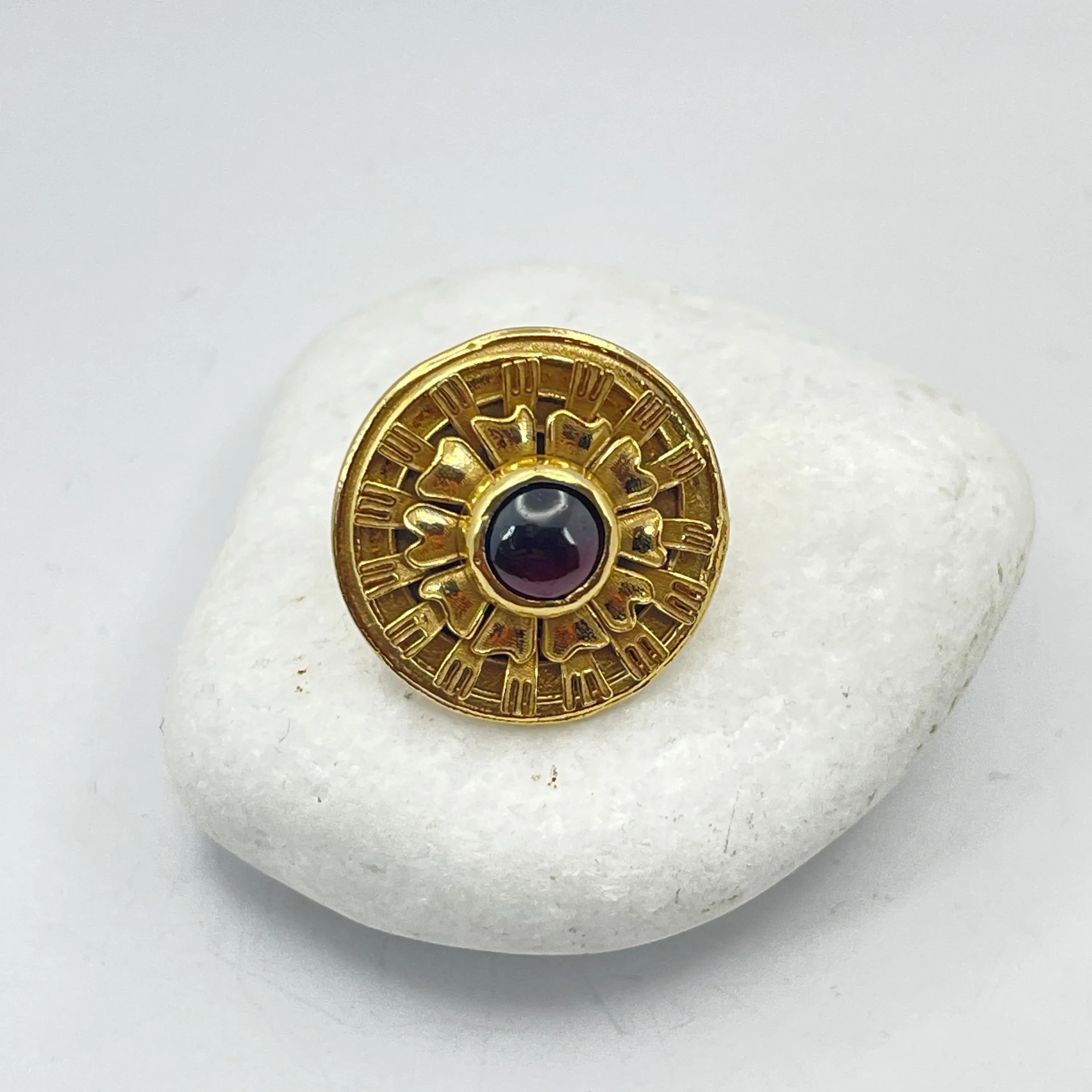 Ancient Greek Garnet Ring Sterling Silver 18K Gold Filled Archeological Museum Inspired — additional product image 6 from Rafael Santarosa Fine Jewelry