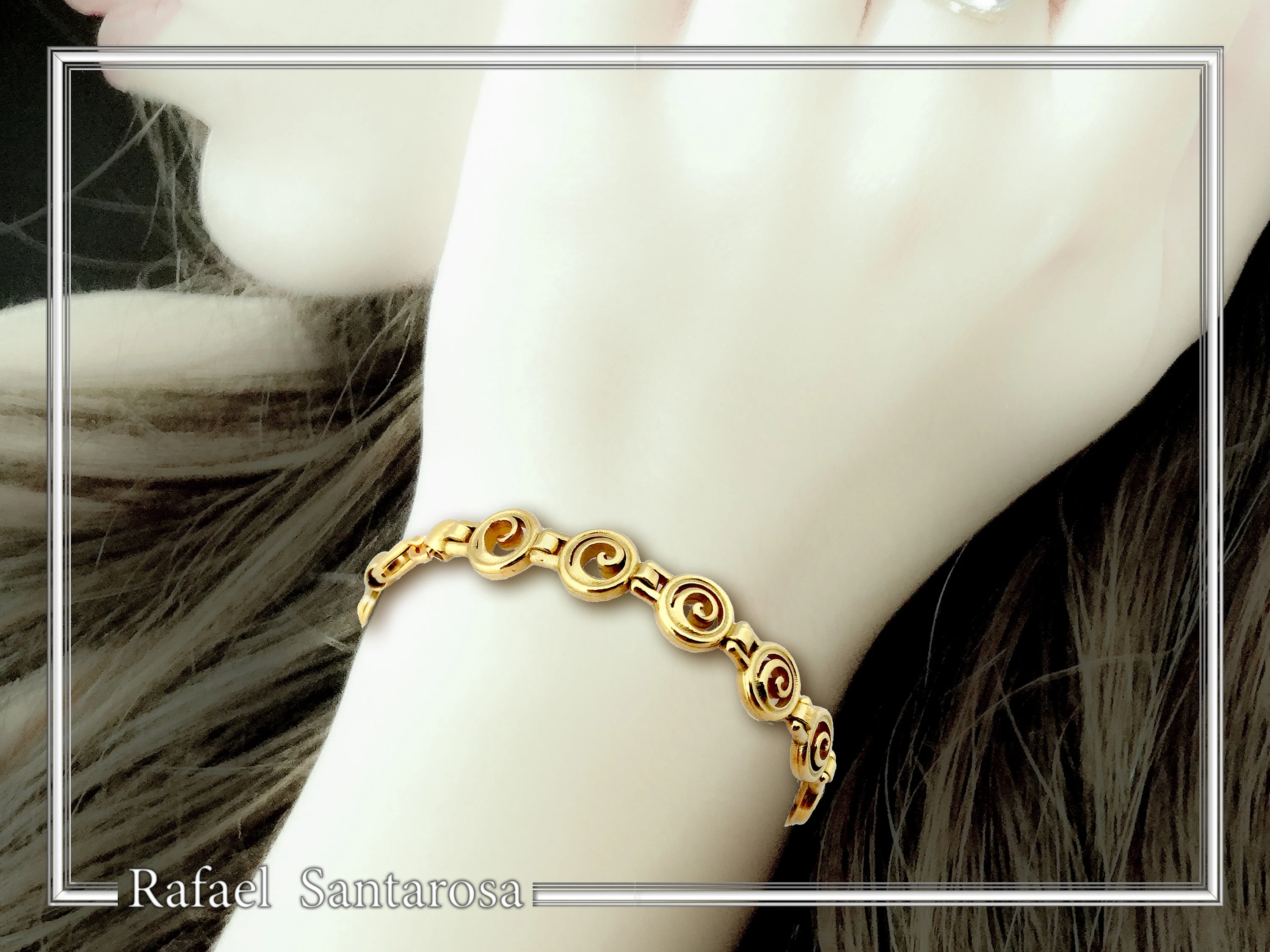 Ancient Greek Handmade Spiral Beaded Bracelet: Sterling Silver 18K Gold Filled Eternity Symbol Jewelry — additional product image 2 from Rafael Santarosa Fine Jewelry