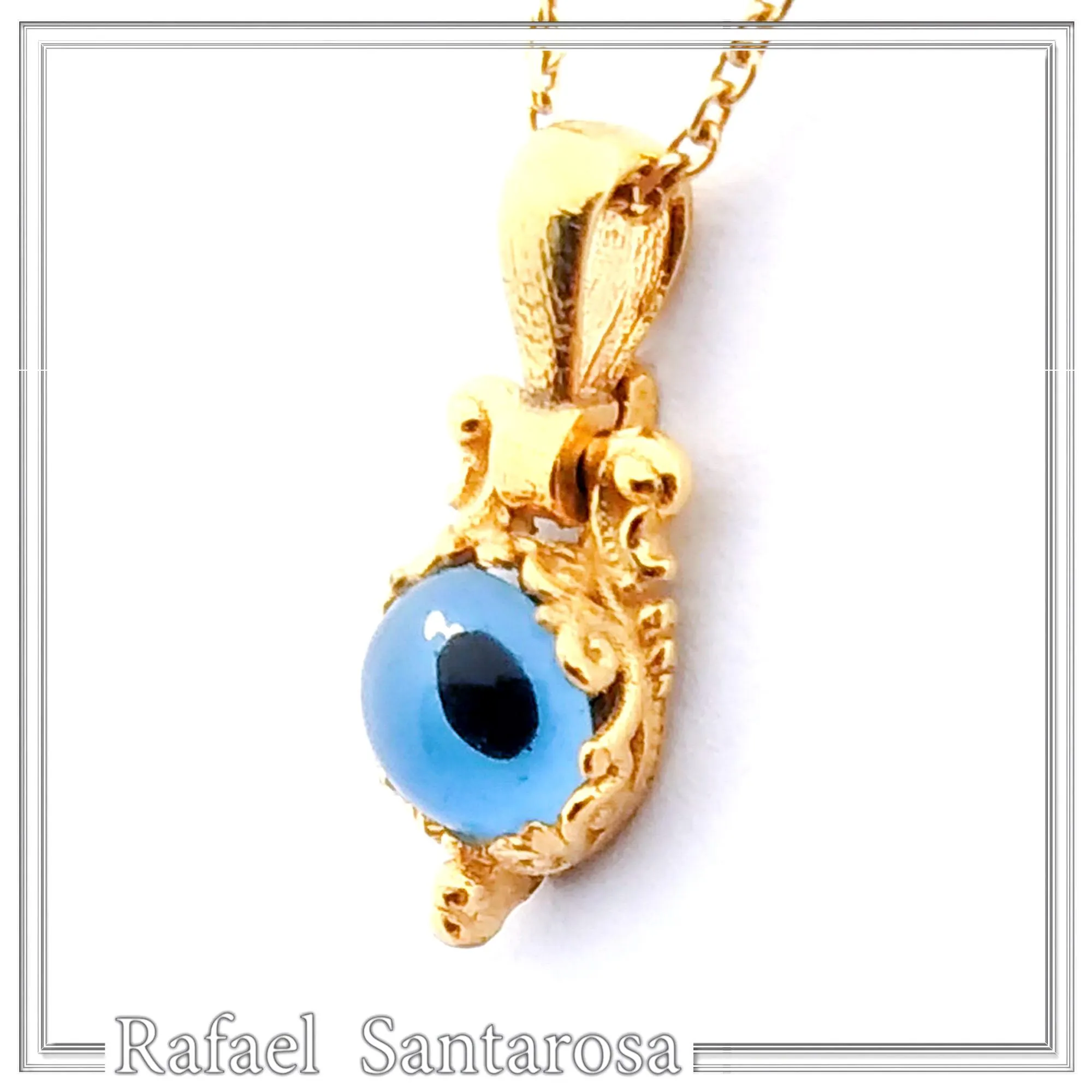 Evil Eye Necklace, Byzantine Filigree Talisman Against Evil: Sterling Silver 18K Gold Filled Charm