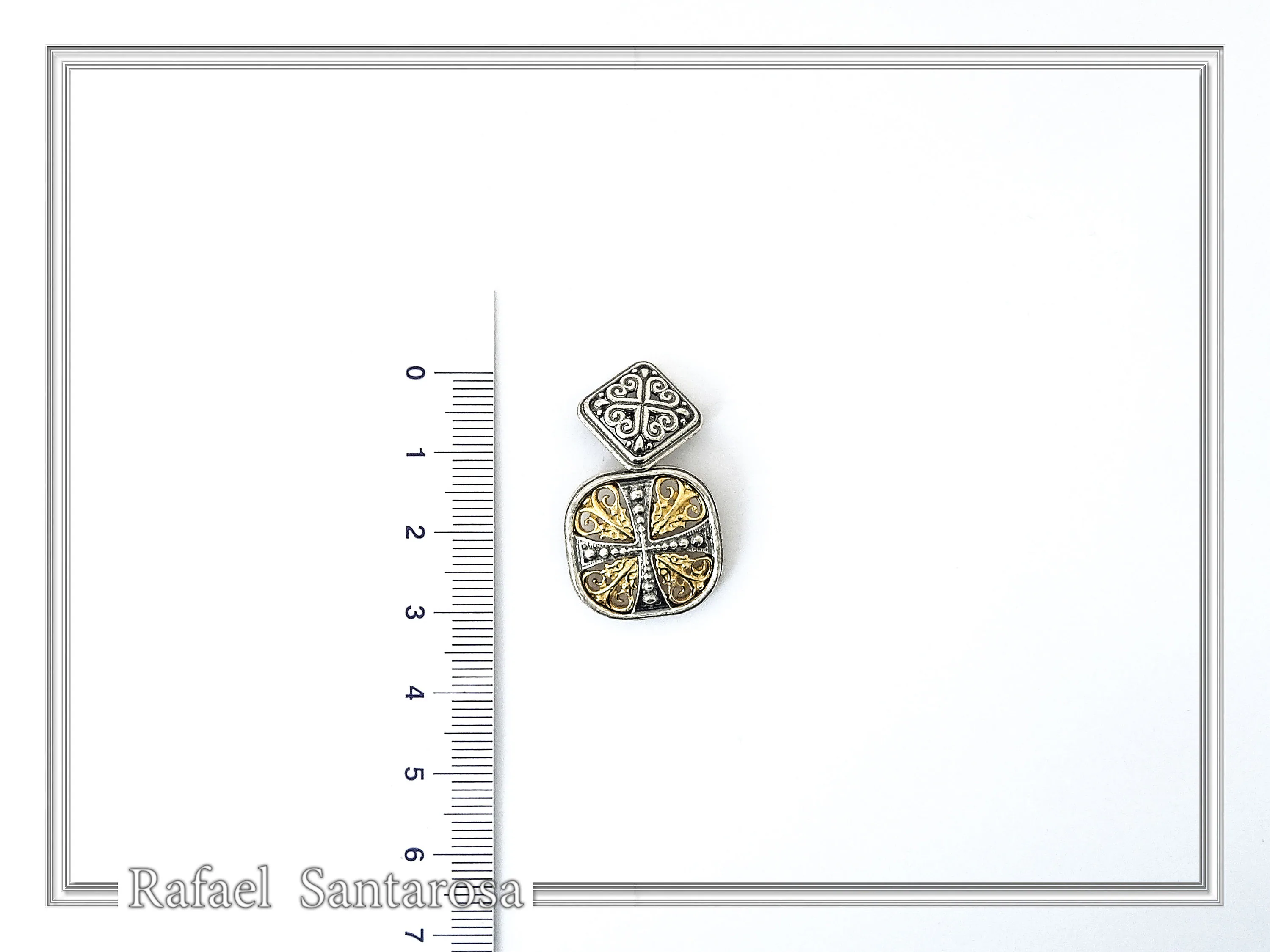 Byzantine style Cross Shaped Cufflinks for him: Oxidized and 18K Gold Filled Sterling Silver — additional product image 9 from Rafael Santarosa Fine Jewelry