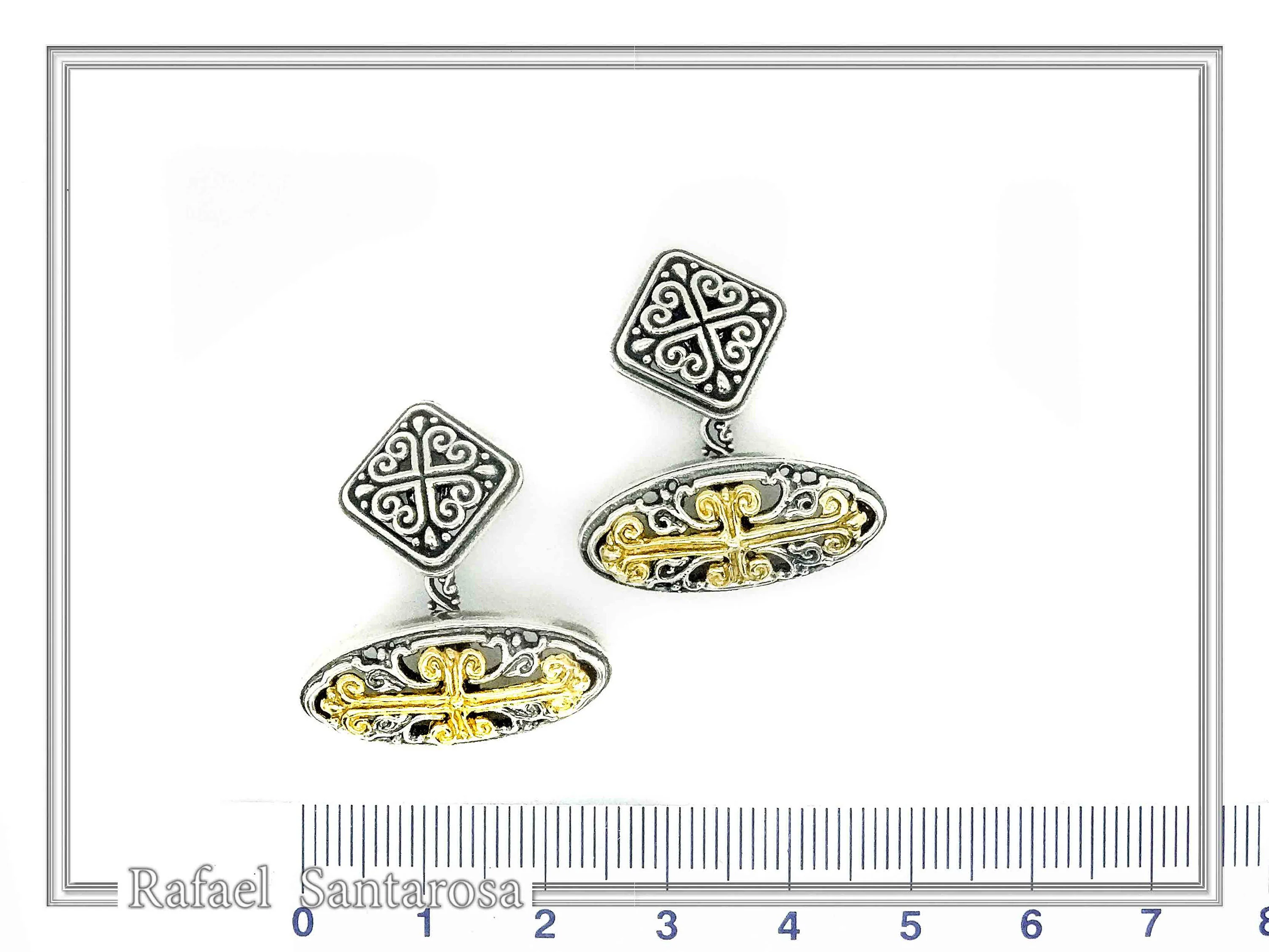 Byzantine Cross Cufflinks for Him: 18K Gold Filled on Oxidized Sterling Silver Oval Base — additional product image 6 from Rafael Santarosa Fine Jewelry