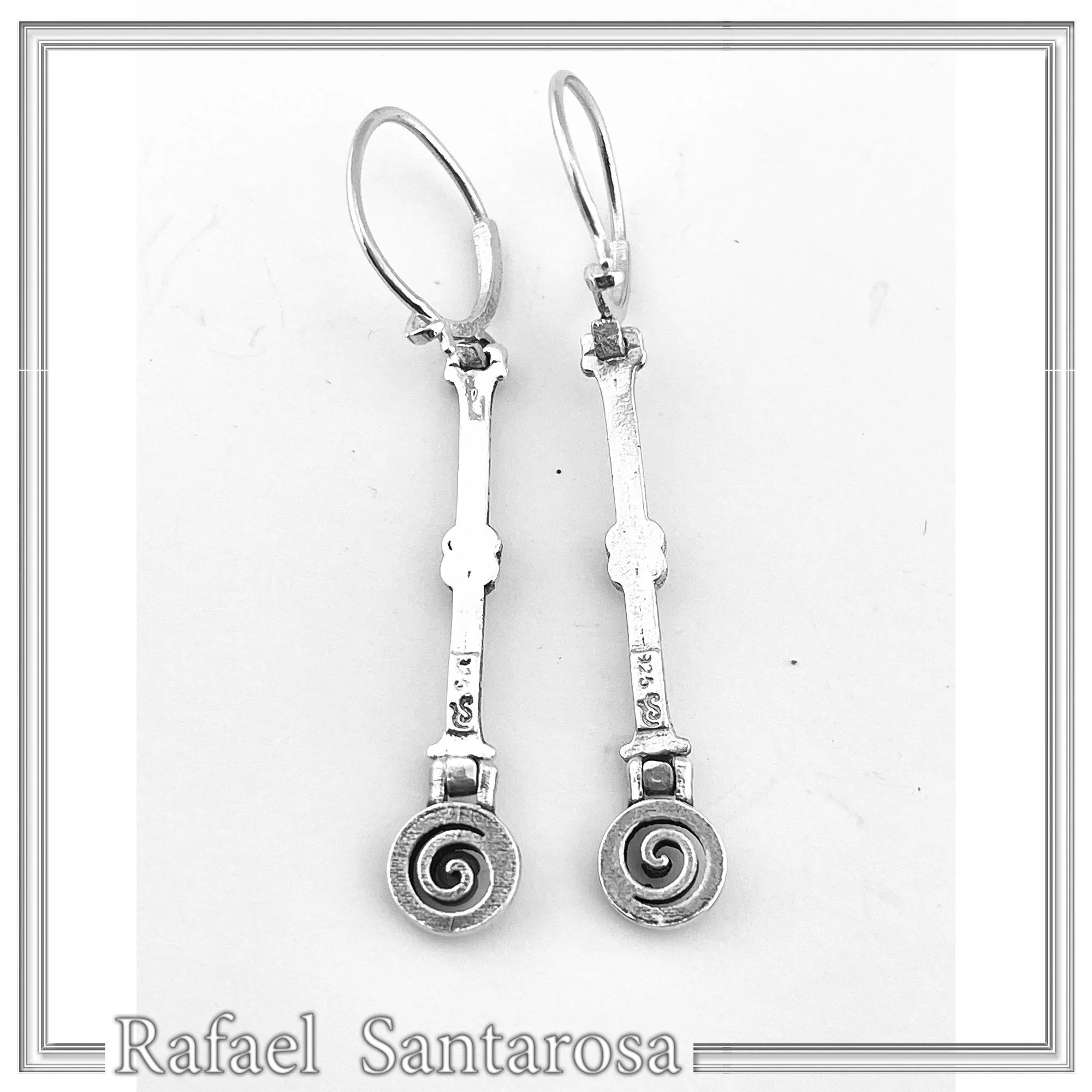 Spiral Dangle Earrings with Hercules Knot design: Sterling Silver Ancient Greek Museum Jewelry — additional product image 5 from Rafael Santarosa Fine Jewelry