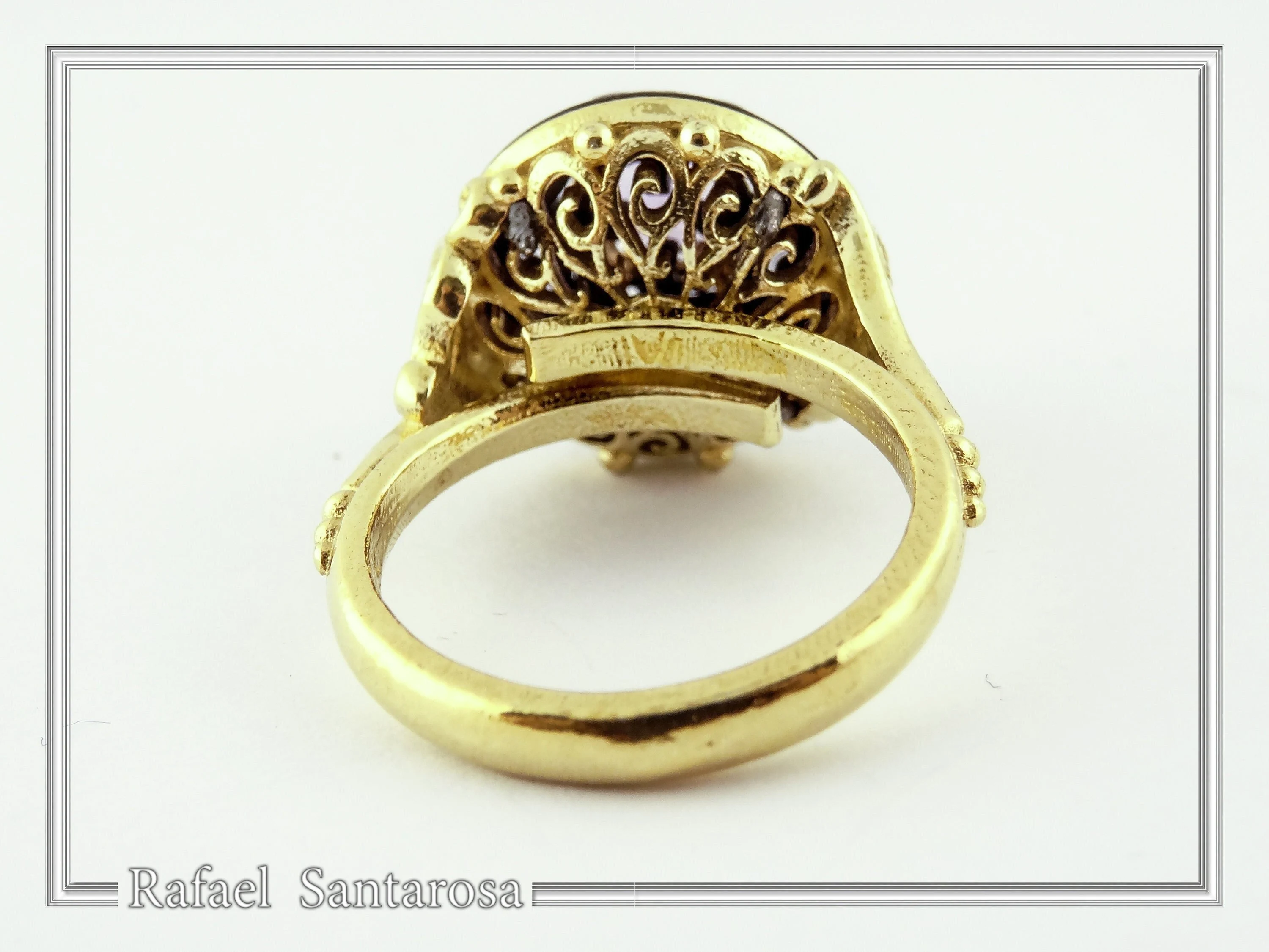 Natural Amethyst Black and Gold Byzantine Ring: 18K Gold Filled & Oxidized Sterling Silver — additional product image 8 from Rafael Santarosa Fine Jewelry