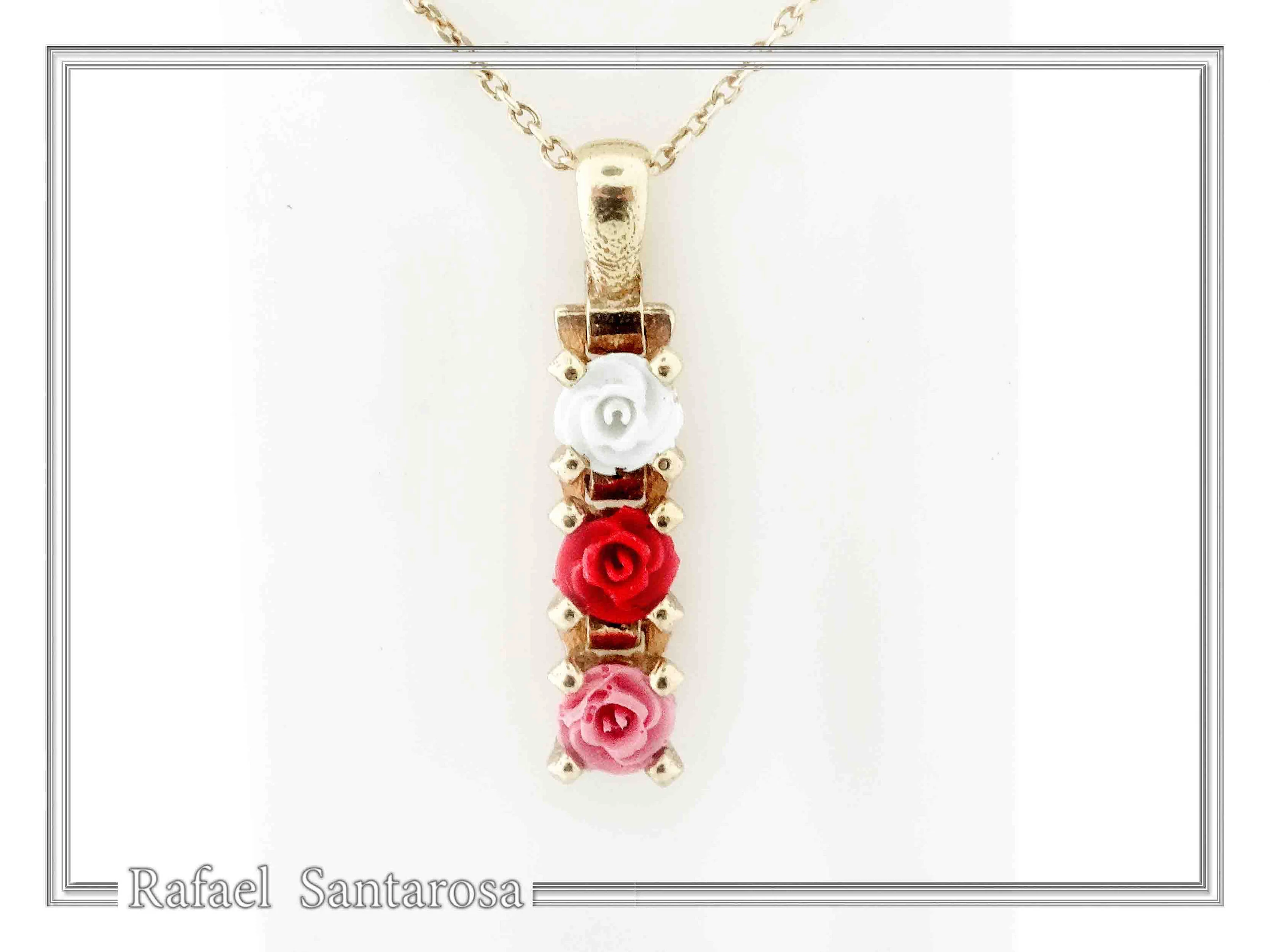 Sterling Silver Rose Flower Pendant Necklace: 18K Gold Filled Floral Jewelry — additional product image 5 from Rafael Santarosa Fine Jewelry