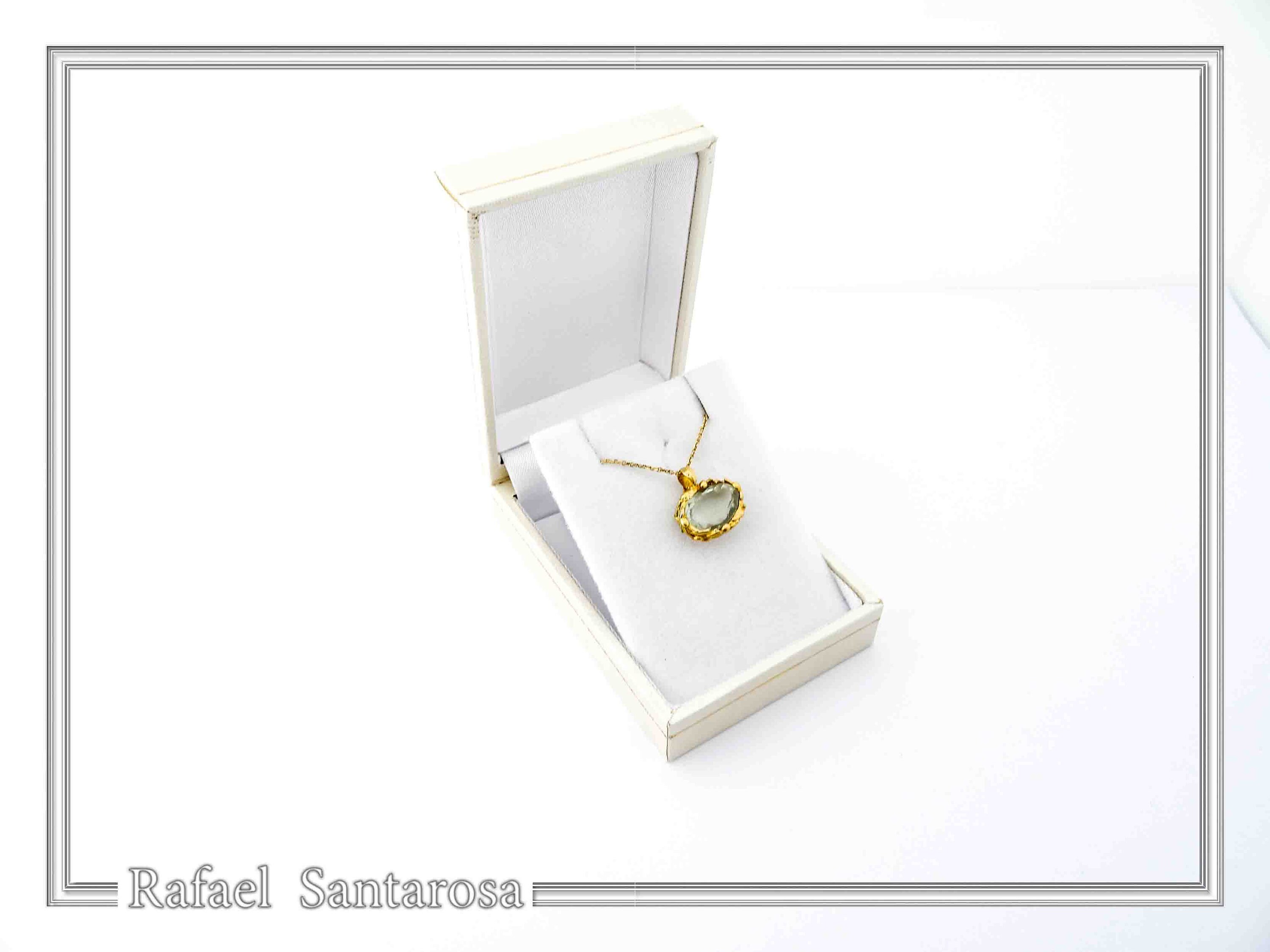 Natural Sky-Blue Topaz Pendant: Floral Bezel 18K Gold-Filled Sterling Silver Charm — additional product image 9 from Rafael Santarosa Fine Jewelry