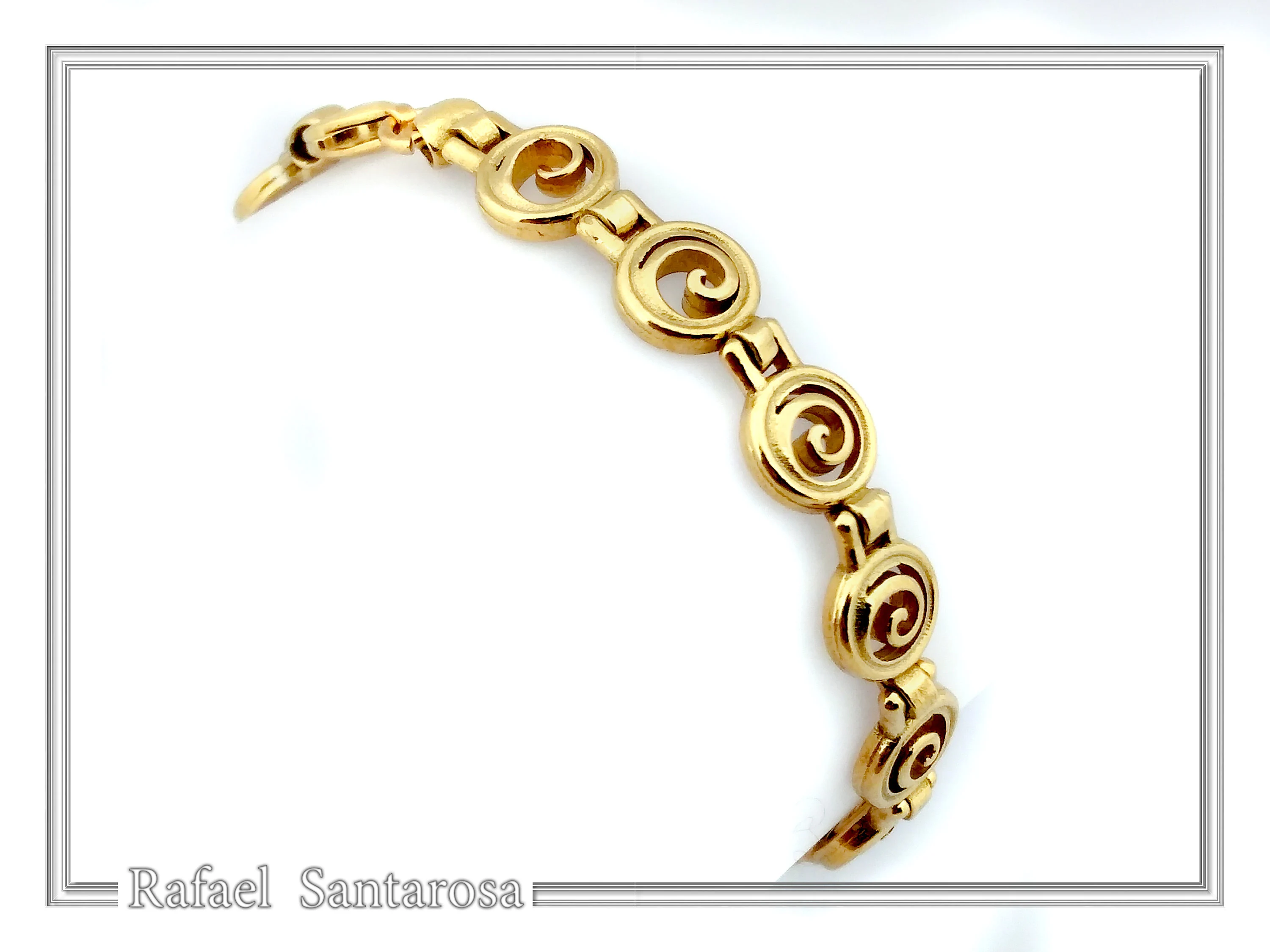 Ancient Greek Handmade Spiral Beaded Bracelet: Sterling Silver 18K Gold Filled Eternity Symbol Jewelry — additional product image 4 from Rafael Santarosa Fine Jewelry