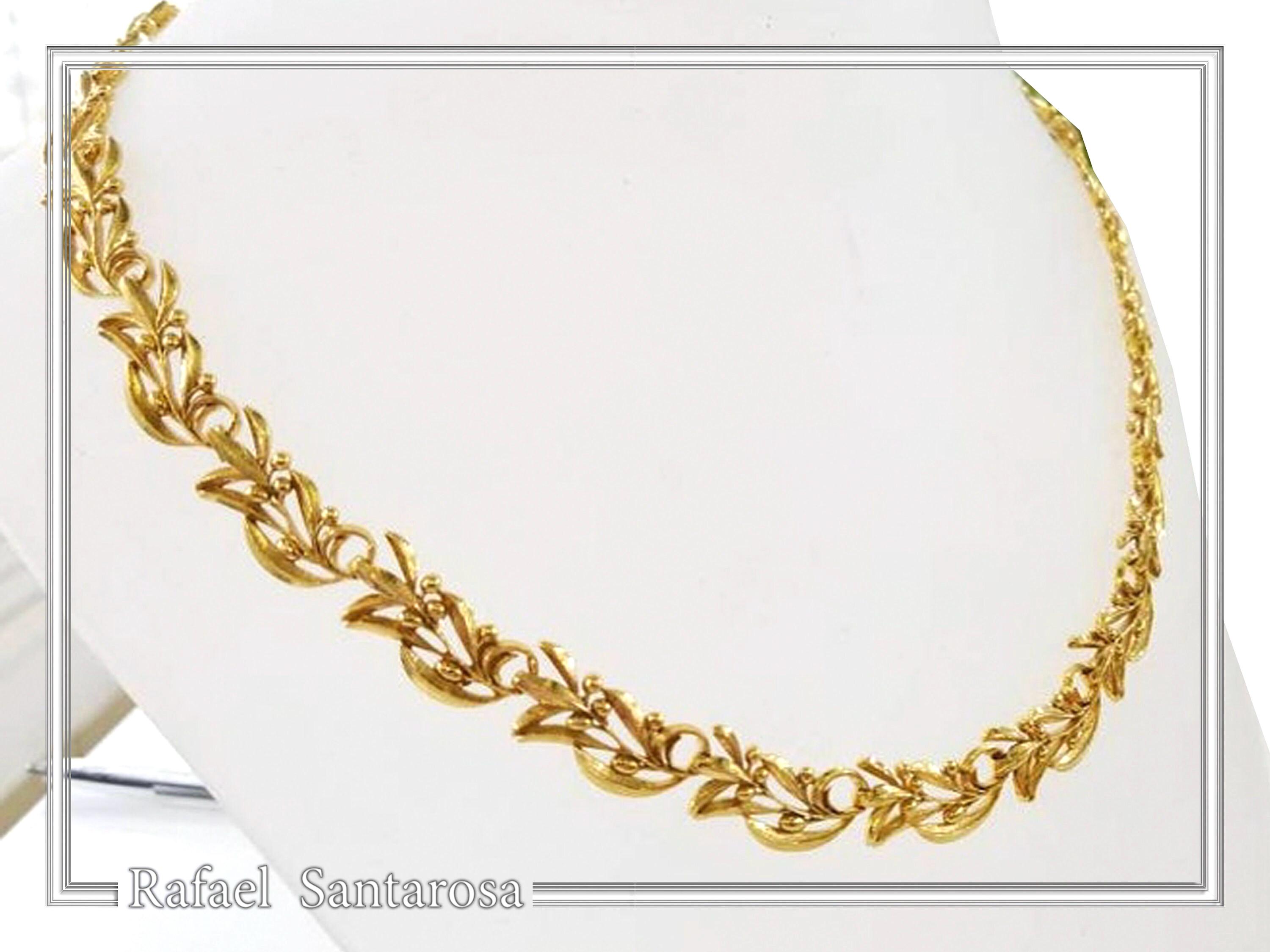 Olive Leaf Branch Beaded Floral Necklace Ancient Greek Symbol of Peace & Victory: Oxidized Silver — additional product image 4 from Rafael Santarosa Fine Jewelry