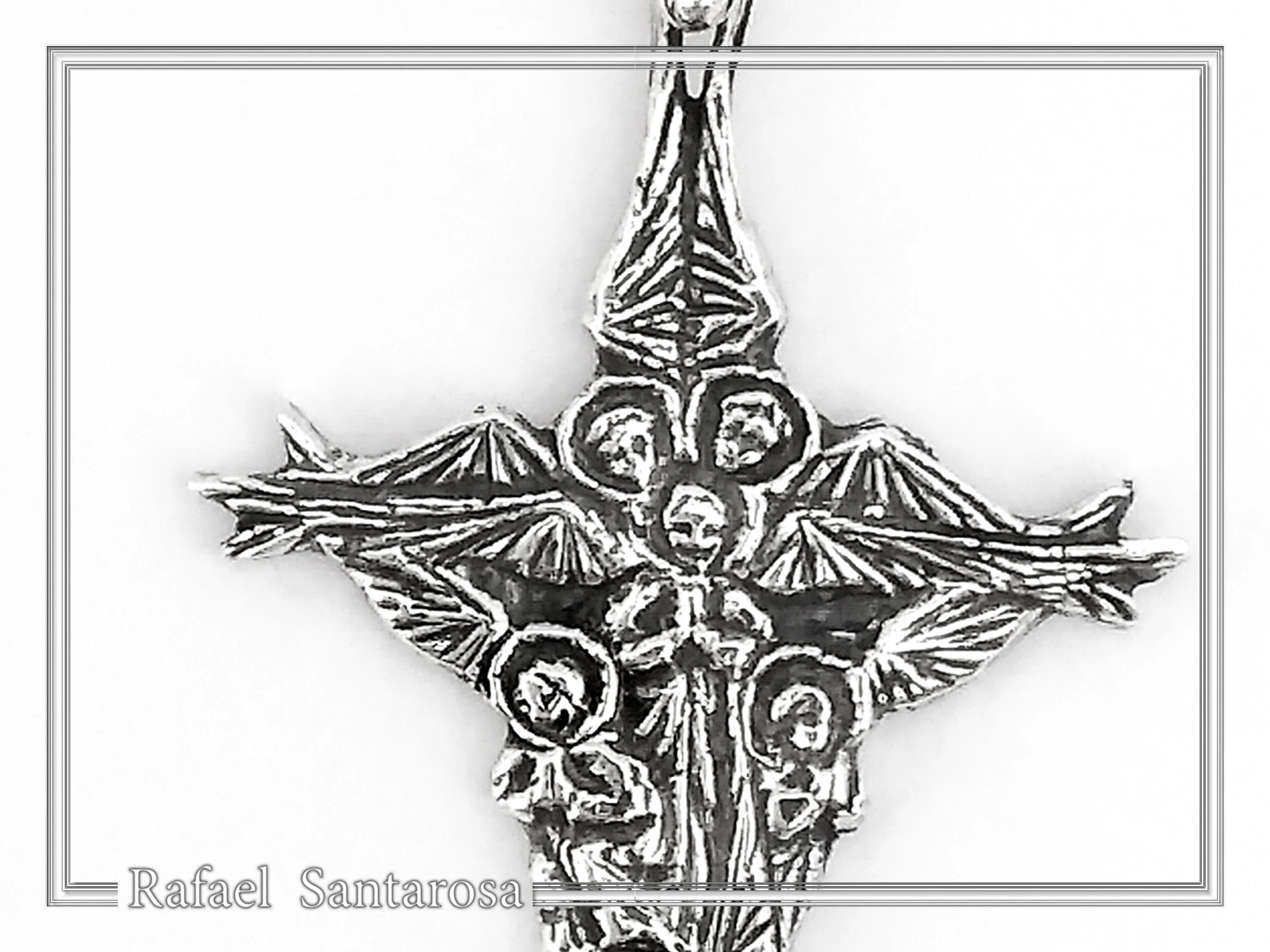 Byzantine 7 angels cross talisman, angel guardian, Greek orthodox Christian cross pendant — additional product image 4 from Rafael Santarosa Fine Jewelry