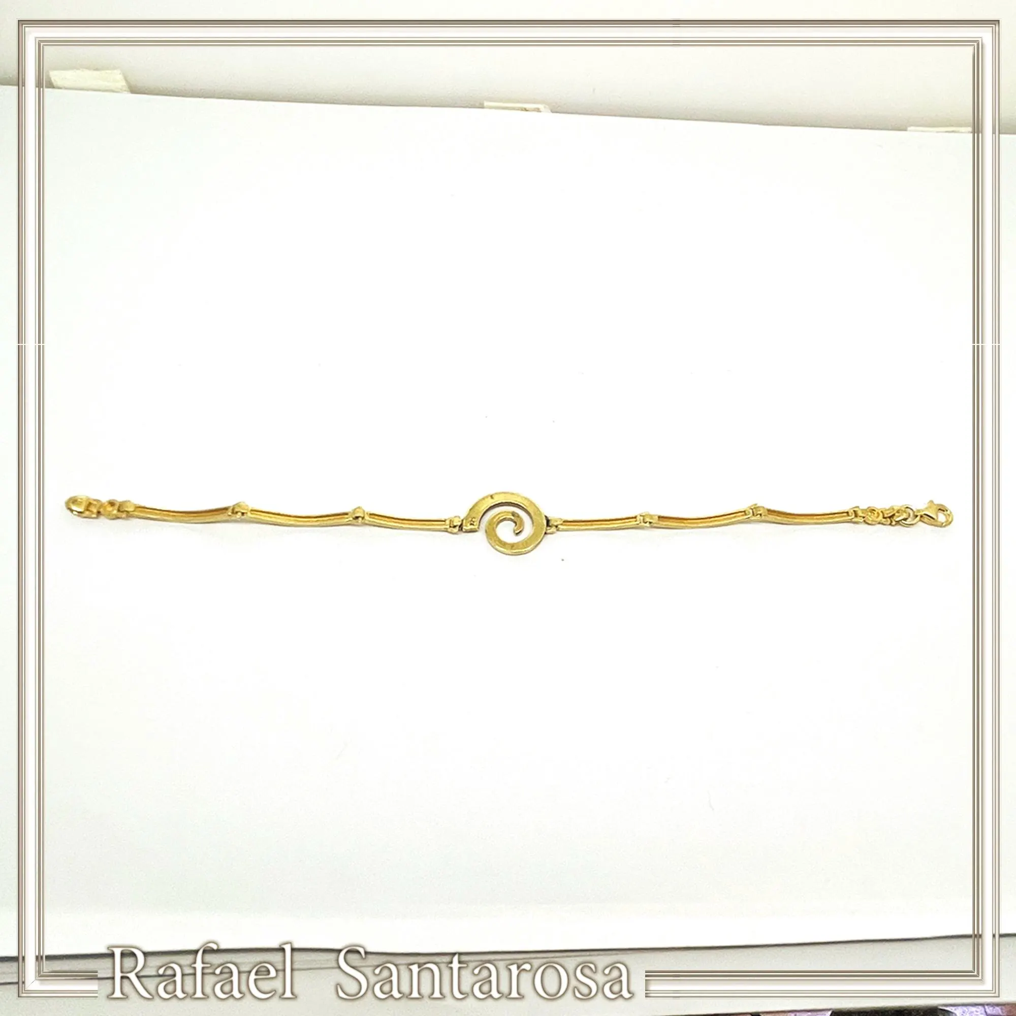 Spiral Sea Blue Enamel Charm Bracelet: Eternity Symbol of Galaxy 18K Gold Filled Silver — additional product image 9 from Rafael Santarosa Fine Jewelry