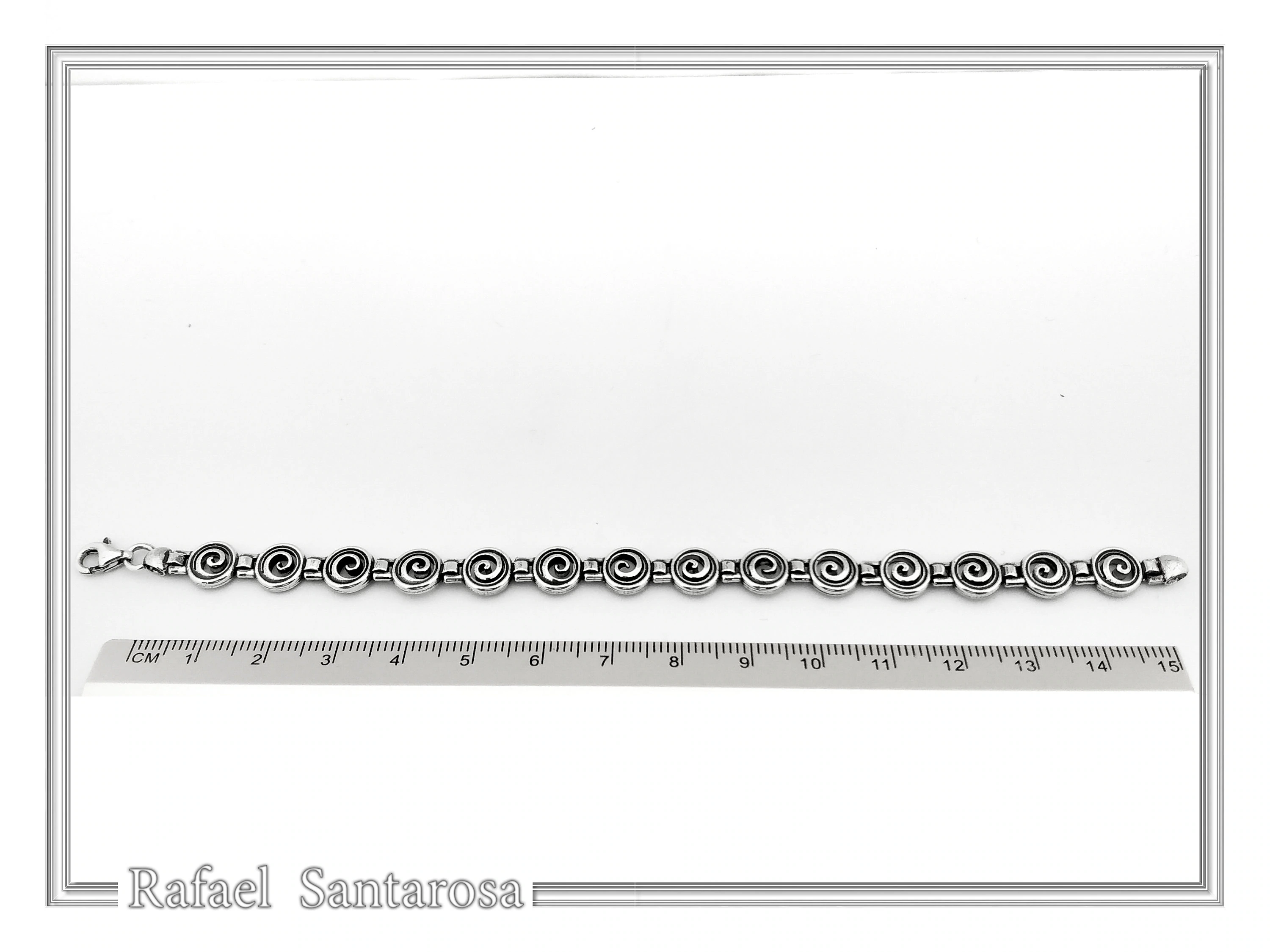 Spiral Eternity Symbol Beaded Bracelet: Ancient Greek Museum Silver Jewelry — additional product image 8 from Rafael Santarosa Fine Jewelry