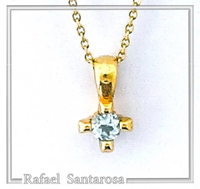 18K Solid Gold Tiny Minimal Natural Gemstone Pendant: Brillant cut Amethyst, Peridot, Garnet, Topaz — additional product image 2 from Rafael Santarosa Fine Jewelry