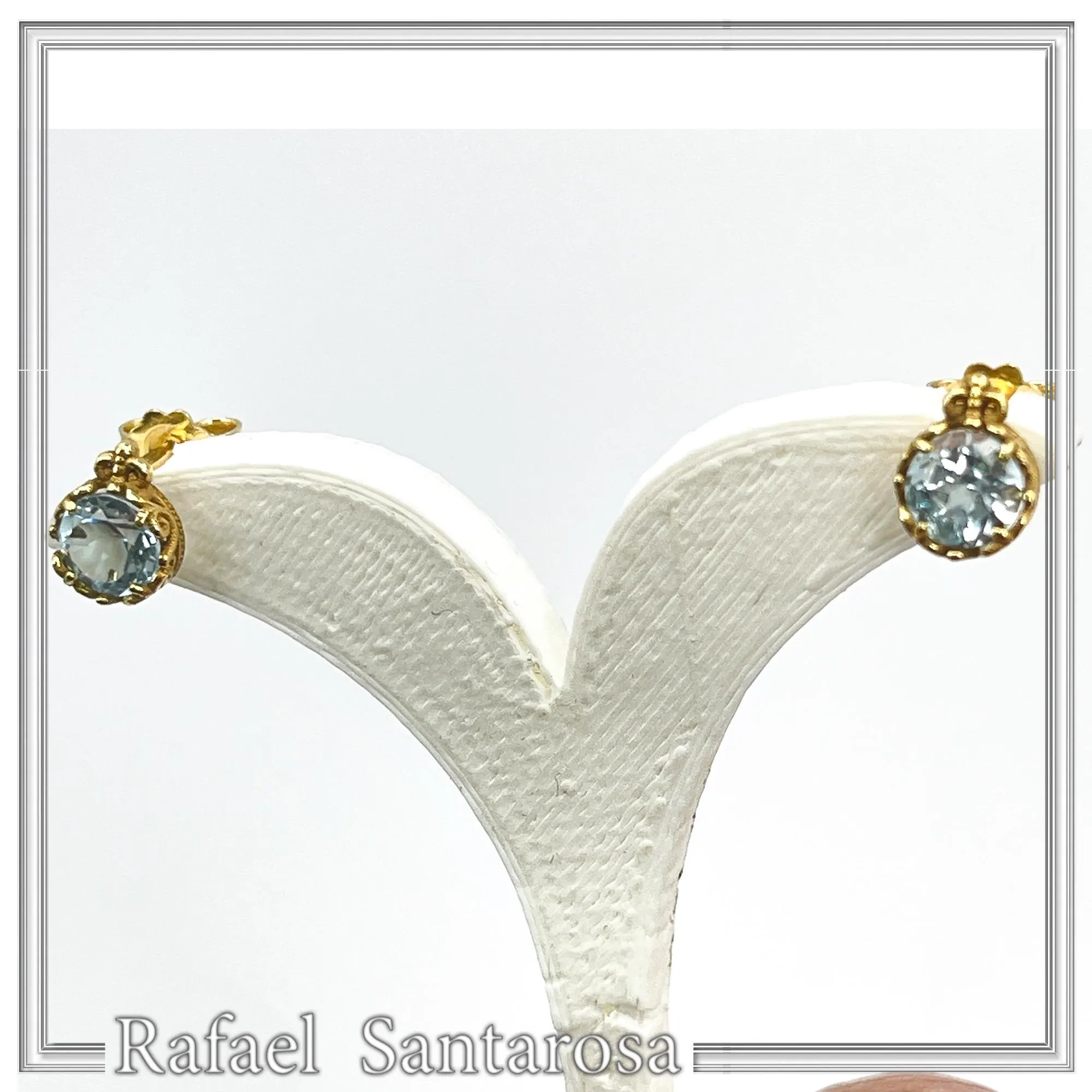 Solid gold 18k Stud Earrings with Natural Topaz, Amethyst, Garnet or Peridot — additional product image 10 from Rafael Santarosa Fine Jewelry