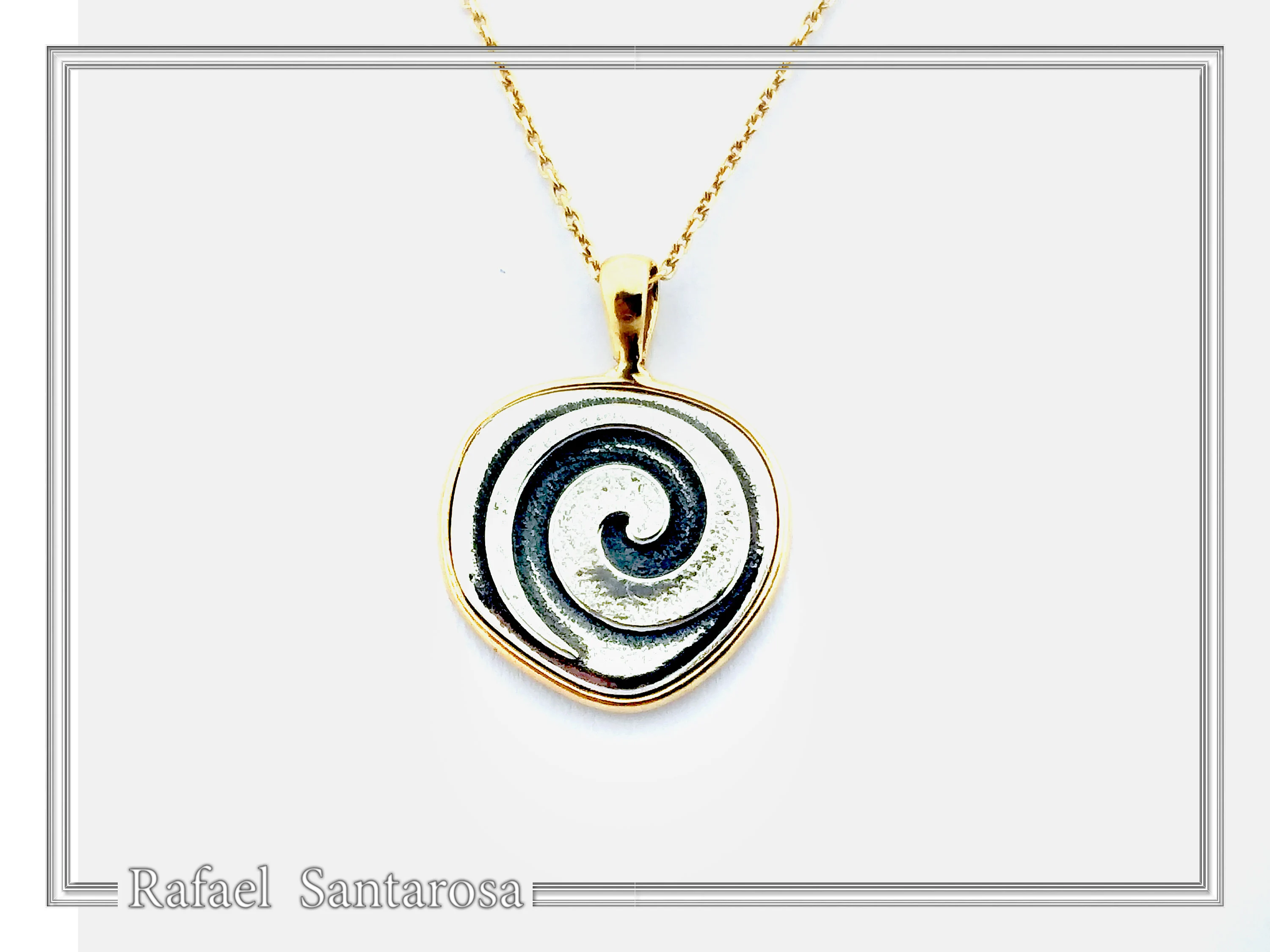 Spiral of Eternity Necklace: Milkyway Symbol Oxidized & 18K Gold Filled Sterling Silver Pendant — additional product image 4 from Rafael Santarosa Fine Jewelry