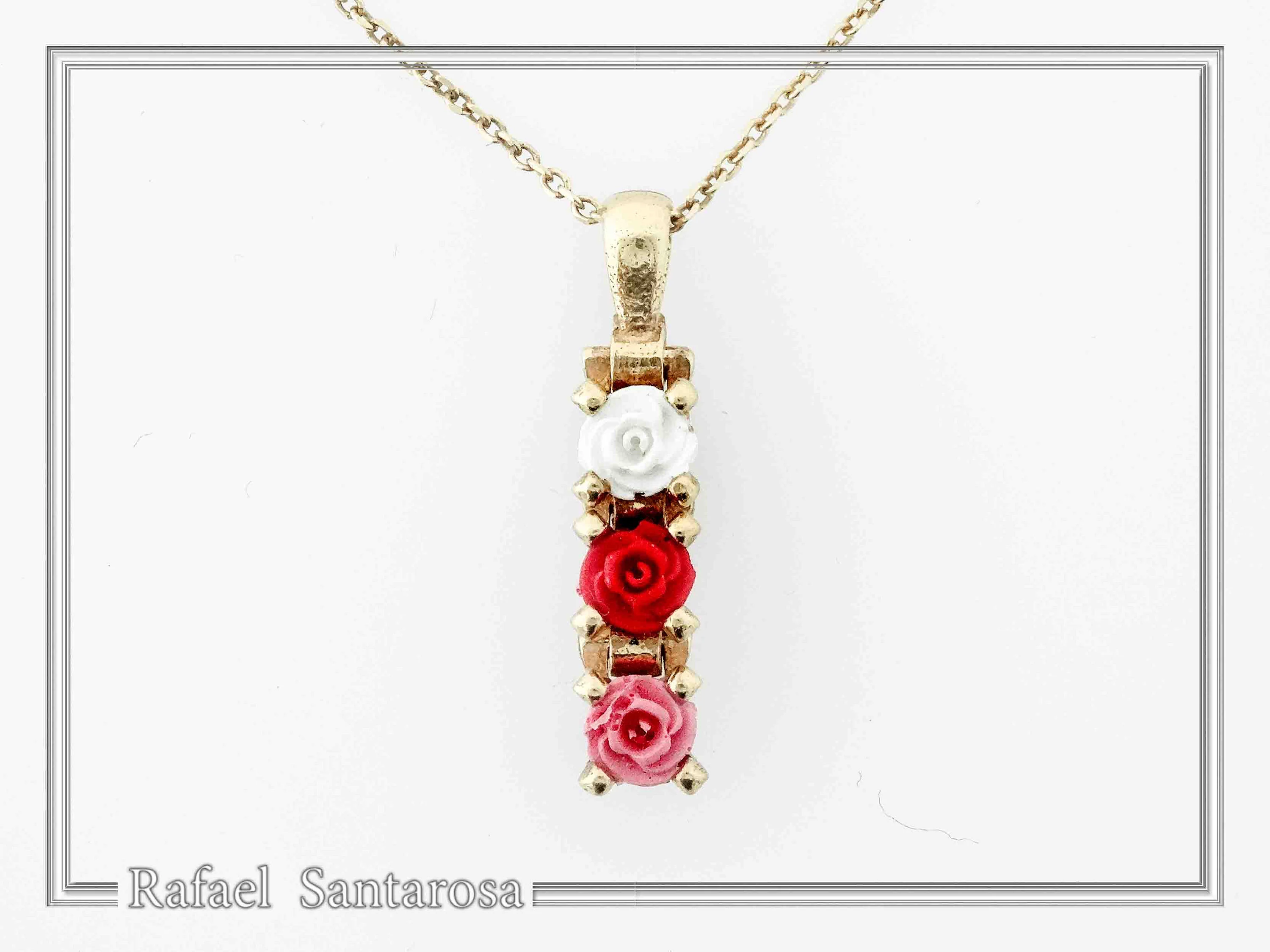 Sterling Silver Rose Flower Pendant Necklace: 18K Gold Filled Floral Jewelry — additional product image 4 from Rafael Santarosa Fine Jewelry