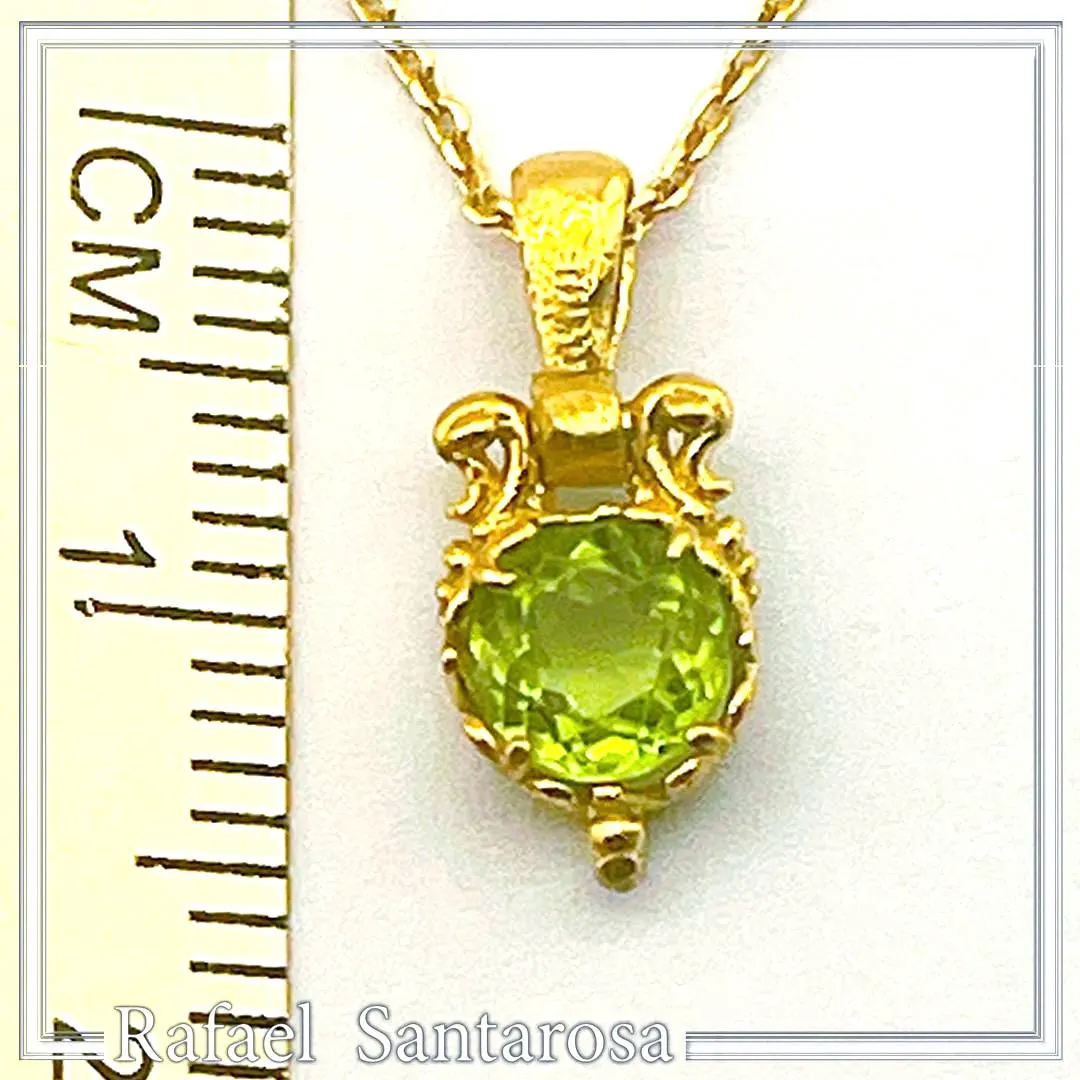Filigree Genuine Peridot Byzantine Style Charm Necklace: 18K Gold-Filled Sterling Silver Pendant — additional product image 9 from Rafael Santarosa Fine Jewelry